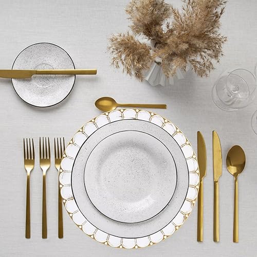 Miniatura 10 de Omuriko Red Chargers - Juego de 6 platos decorativos de plástico con acabado agrietado para cena, mesa, vacaciones, Acción de Gracias, Navidad