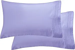 Elegant Comfort Luxury Ultra-Soft 2-Piece Pillowcase Set - 1500 Premium Hotel Quality Microfiber Double Brushed - Wrinkle Resistant, King Size, Lilac