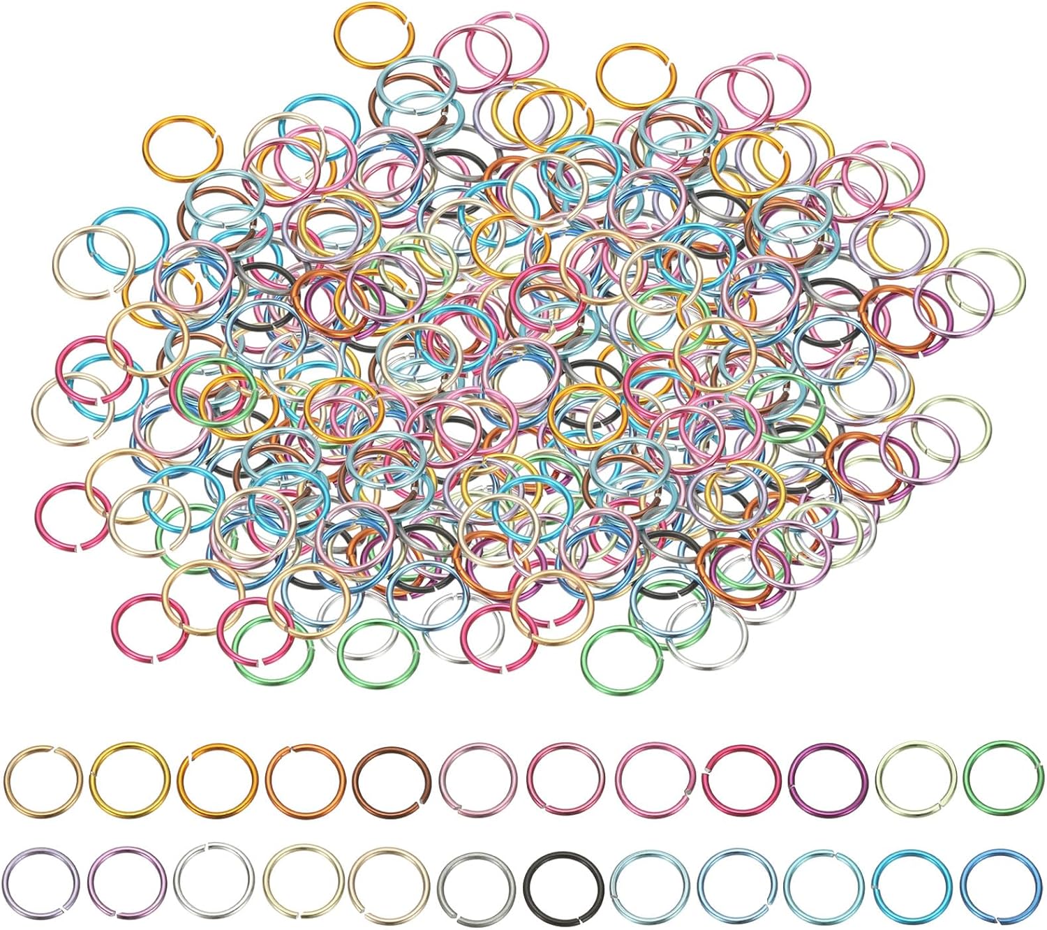 PATIKIL Open Jump Rings, 2400 Pcs 10mm Round Ring Charm Loops Connector for Jewelry Making Supplies DIY Craft Keychains Necklaces Earrings, 24 Colors