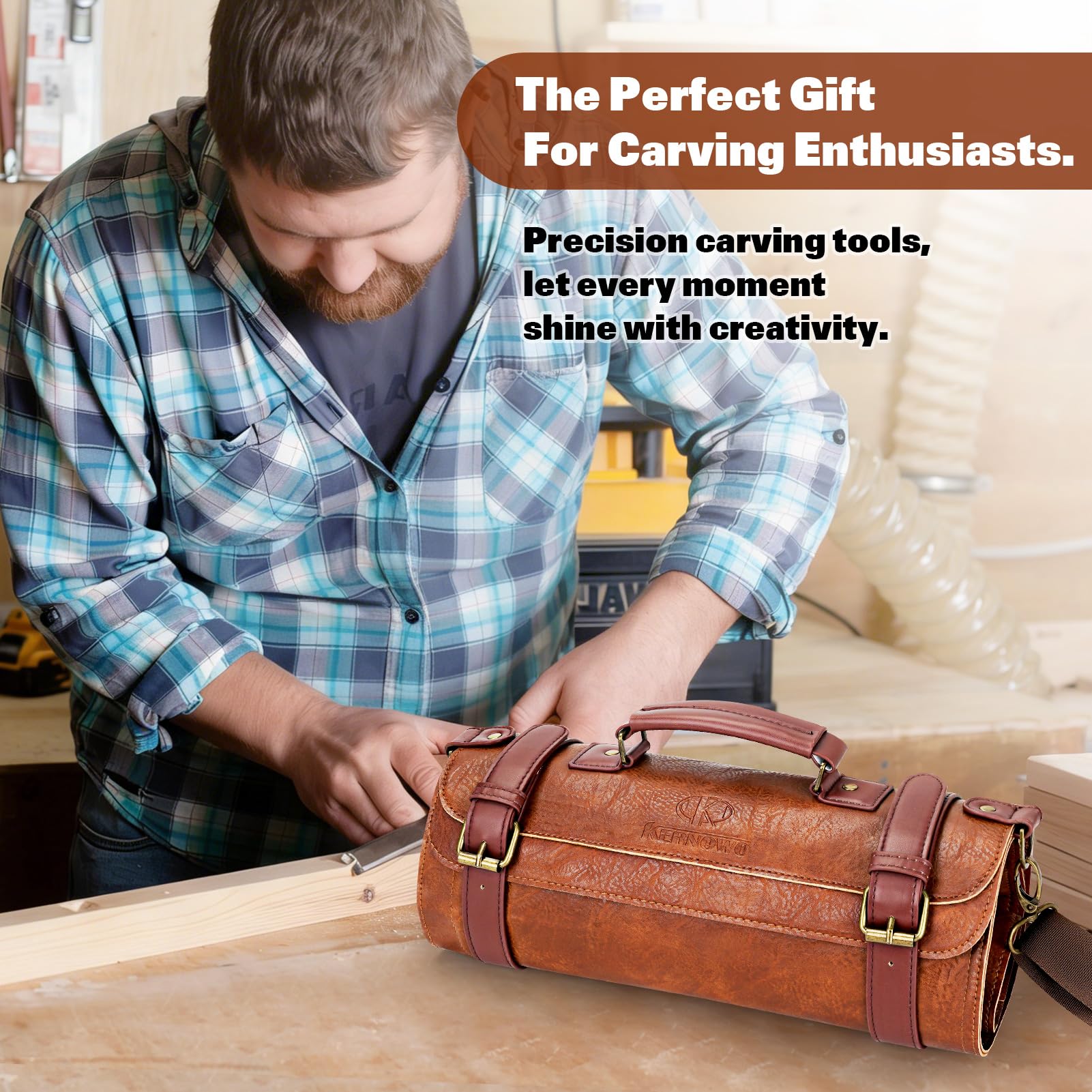 Wood Carving Kit, 20Pcs Wood Carving Tools with Leather Storage Bag, Whittling Kit with 3Pcs Chisels & 8Pcs Whittling Knives & 5 Detail Knives for Beginners and Enthusiasts