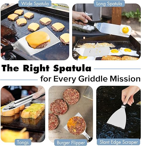 Miniatura 4 de Kit de 31 accesorios para plancha para Blackstone, juego de espátula de parrilla Hibachi con 2 cúpulas de fusión, prensa de hamburguesas, máquina de