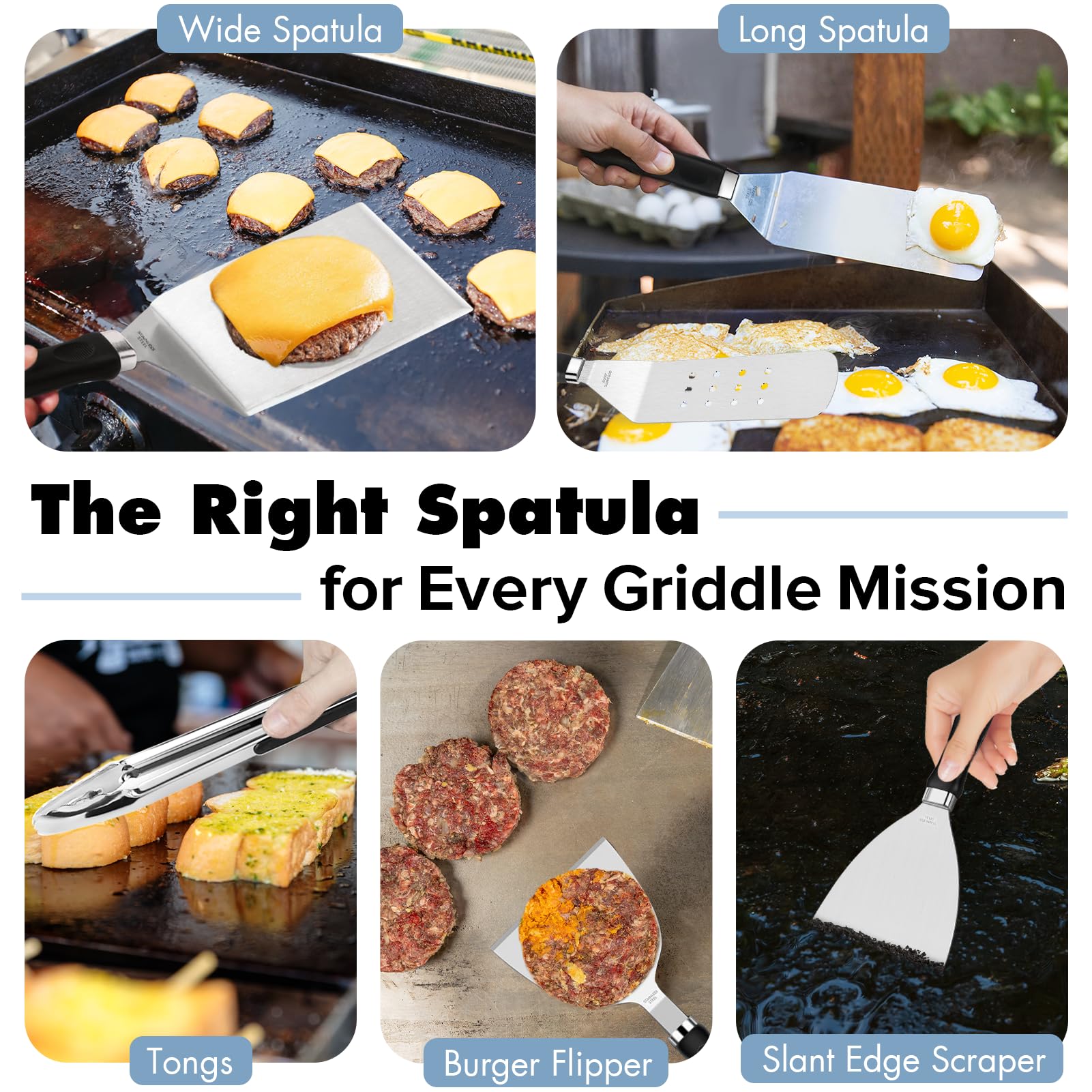 31PCS Griddle Accessories Kit for Blackstone, Flat Top Hibachi Grill Spatula Set with 2 Melting Domes, Burger Press, Patty Maker and Apron, Professional Teppanyaki Tools Gifts for Outdoor BBQ