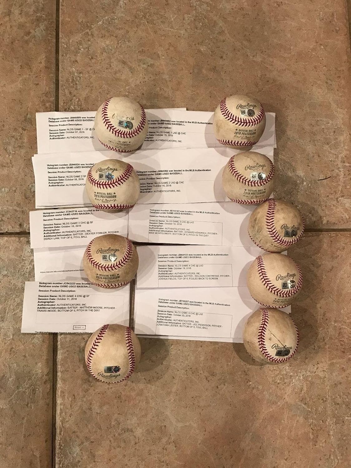 2016 Chicago Cubs 4 Nlds 5 Nlcs Game Used Balls Mlb Holo1