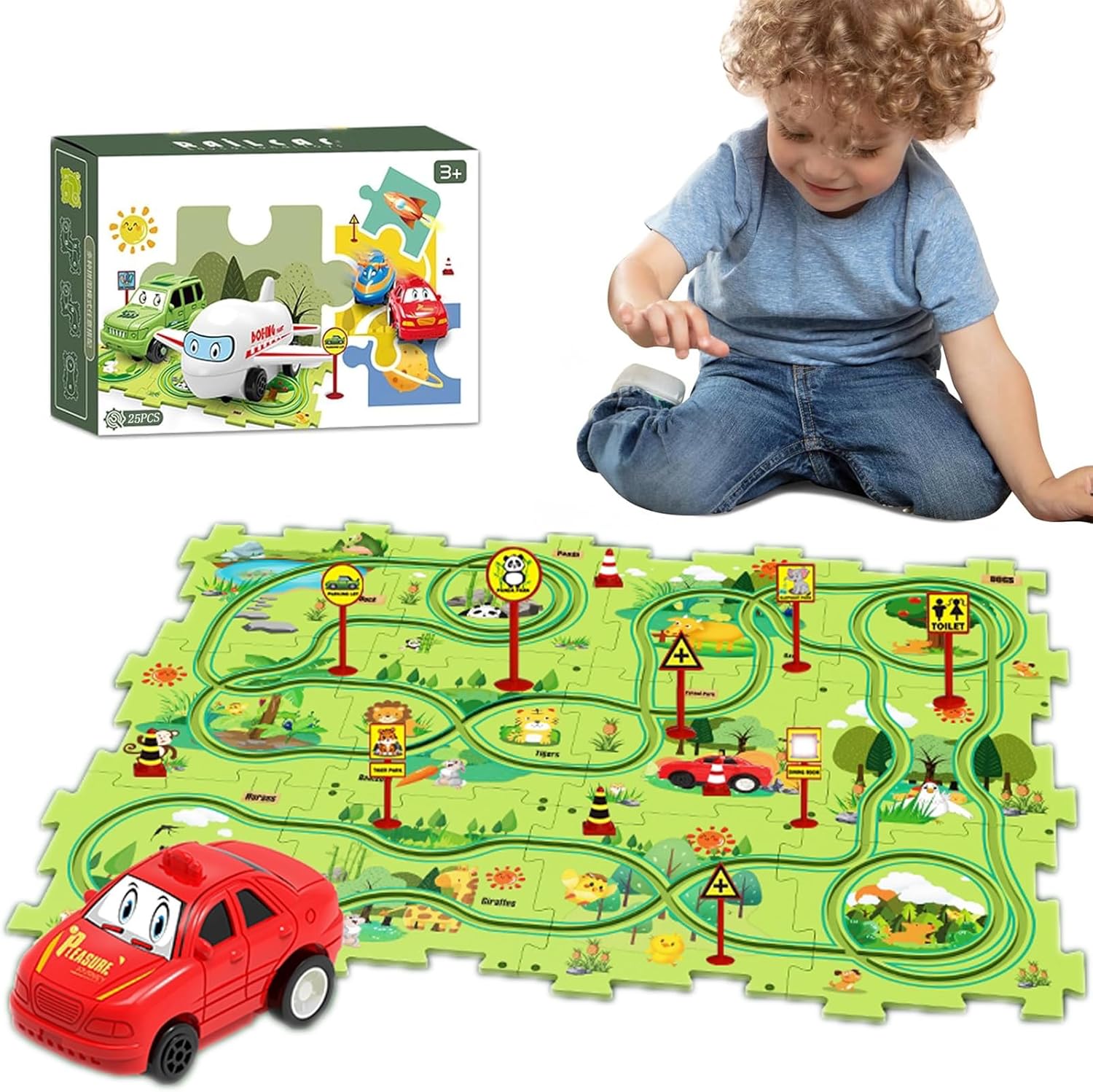 Wooden Jigsaw Puzzle Set for Preschool Kids Ages 3-5