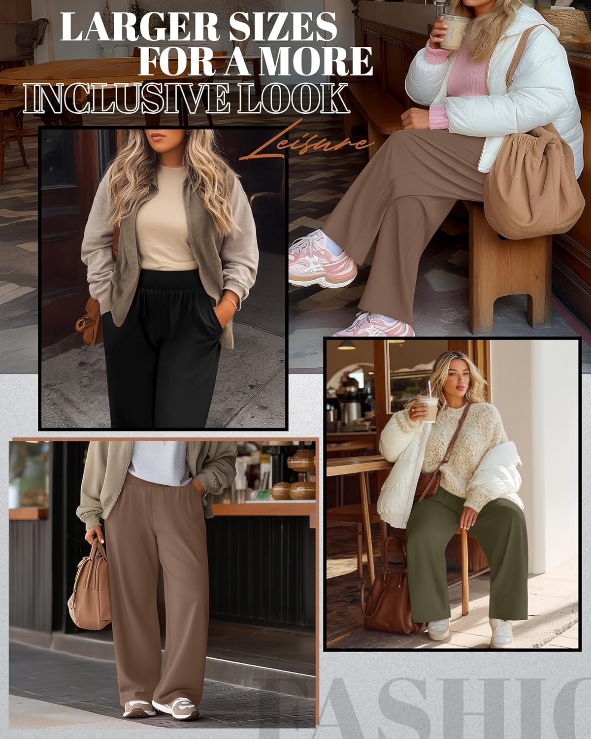 Neer 3 Pack Women Plus Size Wide Leg Yoga Pants High Waist Sweatpants Plus Size Palazzo Pants Lounge with Pockets - Image 3