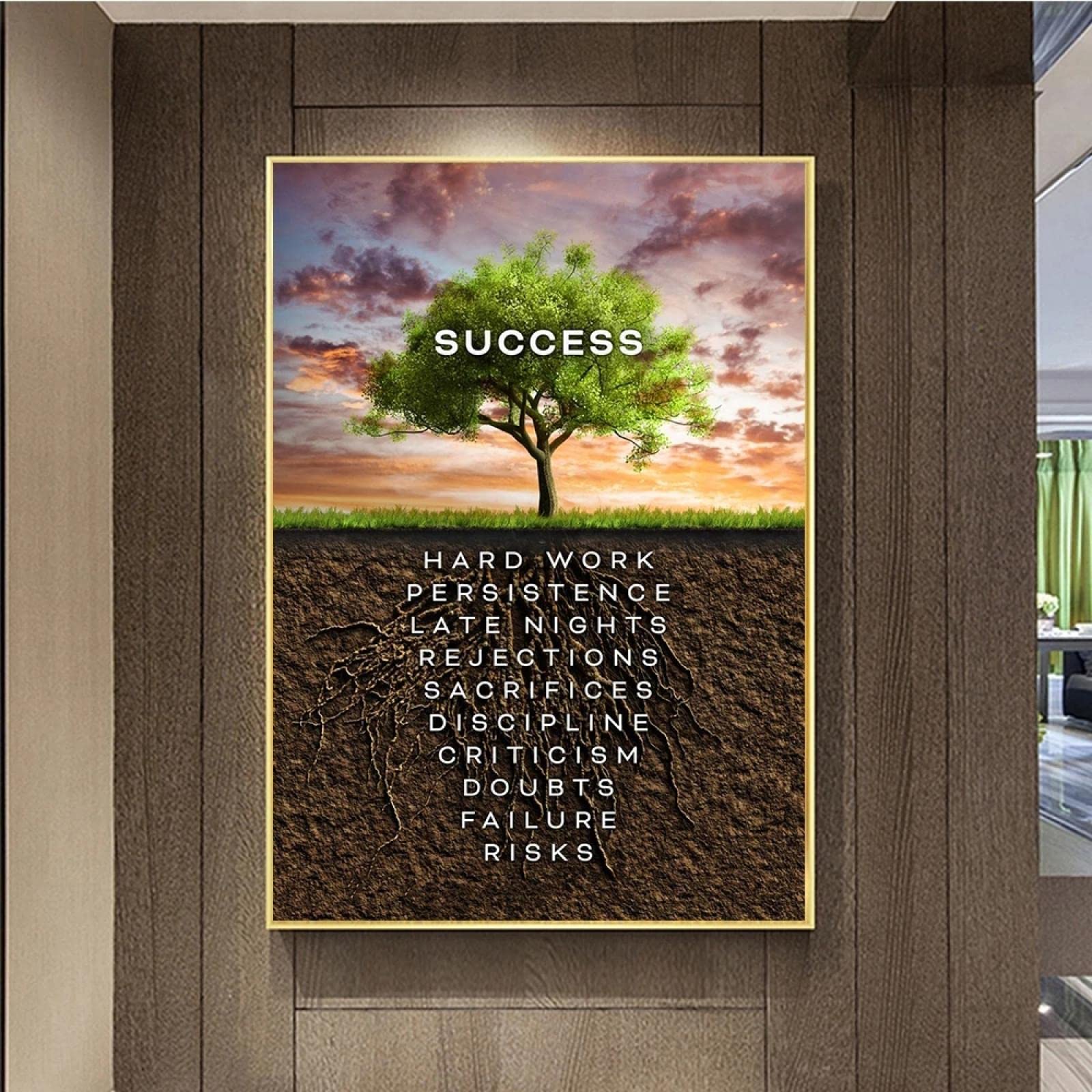 DAFLER Decorazioni per ufficio Successo Lavora sodo Citazioni ispiratrici Poster e stampe Quadri murali per soggiorno Decorazioni per la casa per ufficio 70x100cm Senza cornice