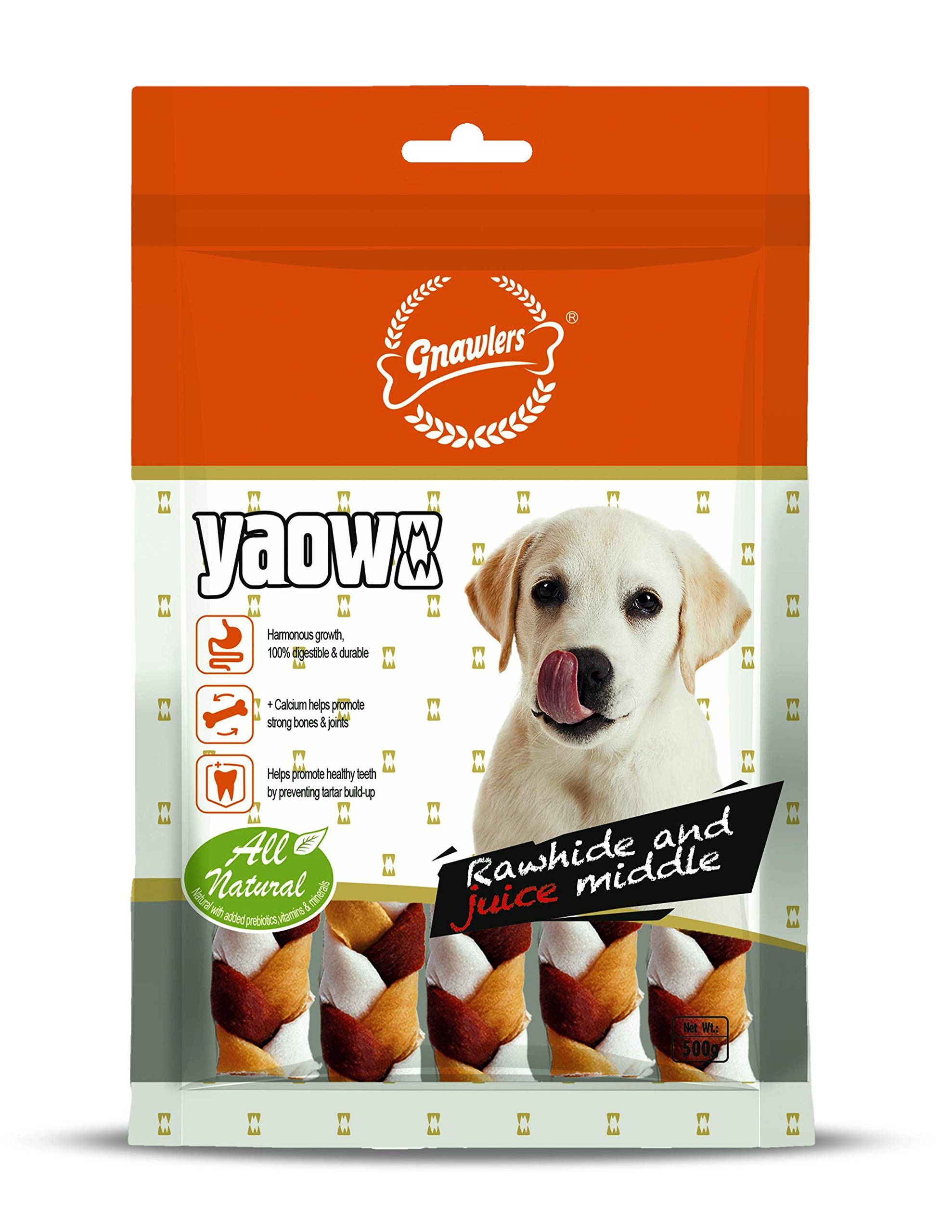 Gnawlers Yaowo Rawhide Braided Bone Filled with Chicken Inside - 500 g (5-inch) (B06XCGKPWD) Amazon Price History, Amazon Price Tracker