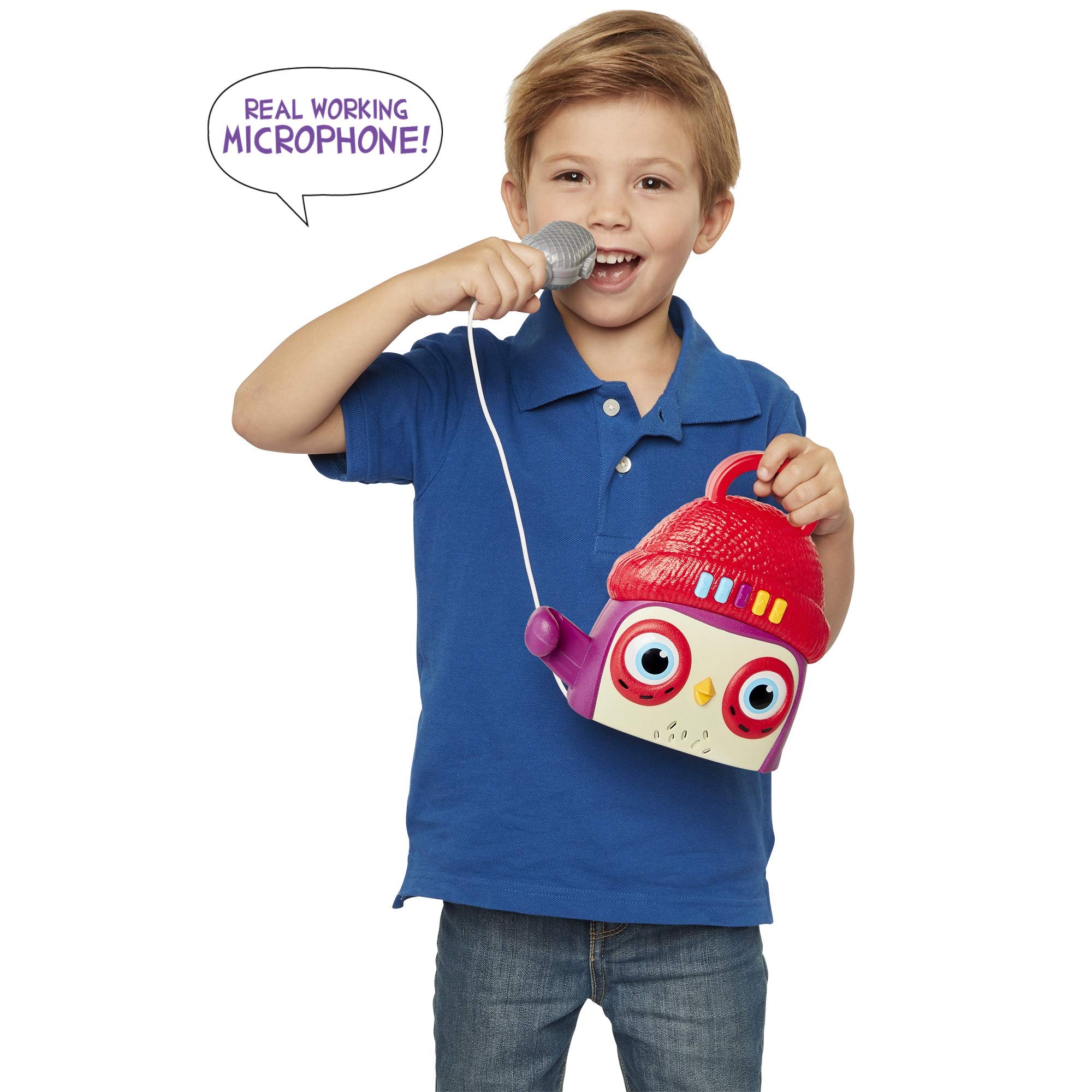 Owl Kids - Máquina de karaoke con micrófono, juguetes preescolares, jugador, parada, botones de volumen 4