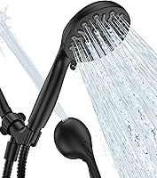 Vista 7 de Cabezal de ducha de mano de 6 ajustes, JDO - Cabezal de ducha de mano de alta presión, 4.7 pulgadas de cromo desmontable con manguera de acero