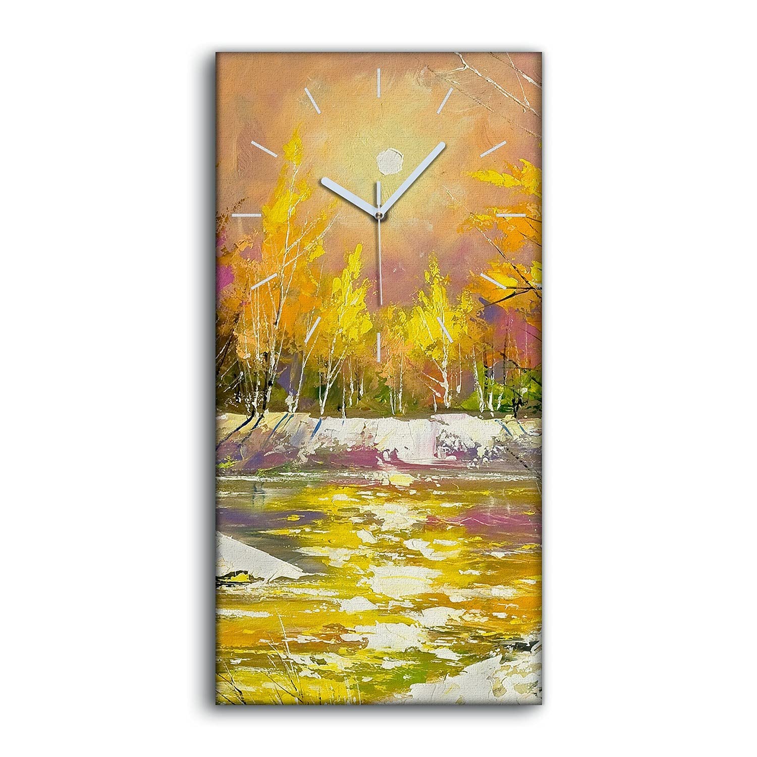 Horloge sur toile 30x60cm paysage d'automne deco salon
