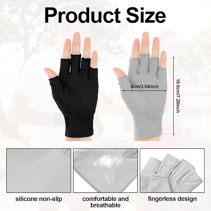 2 pares de guantes sin dedos para protección UV y conducción miniatura 2