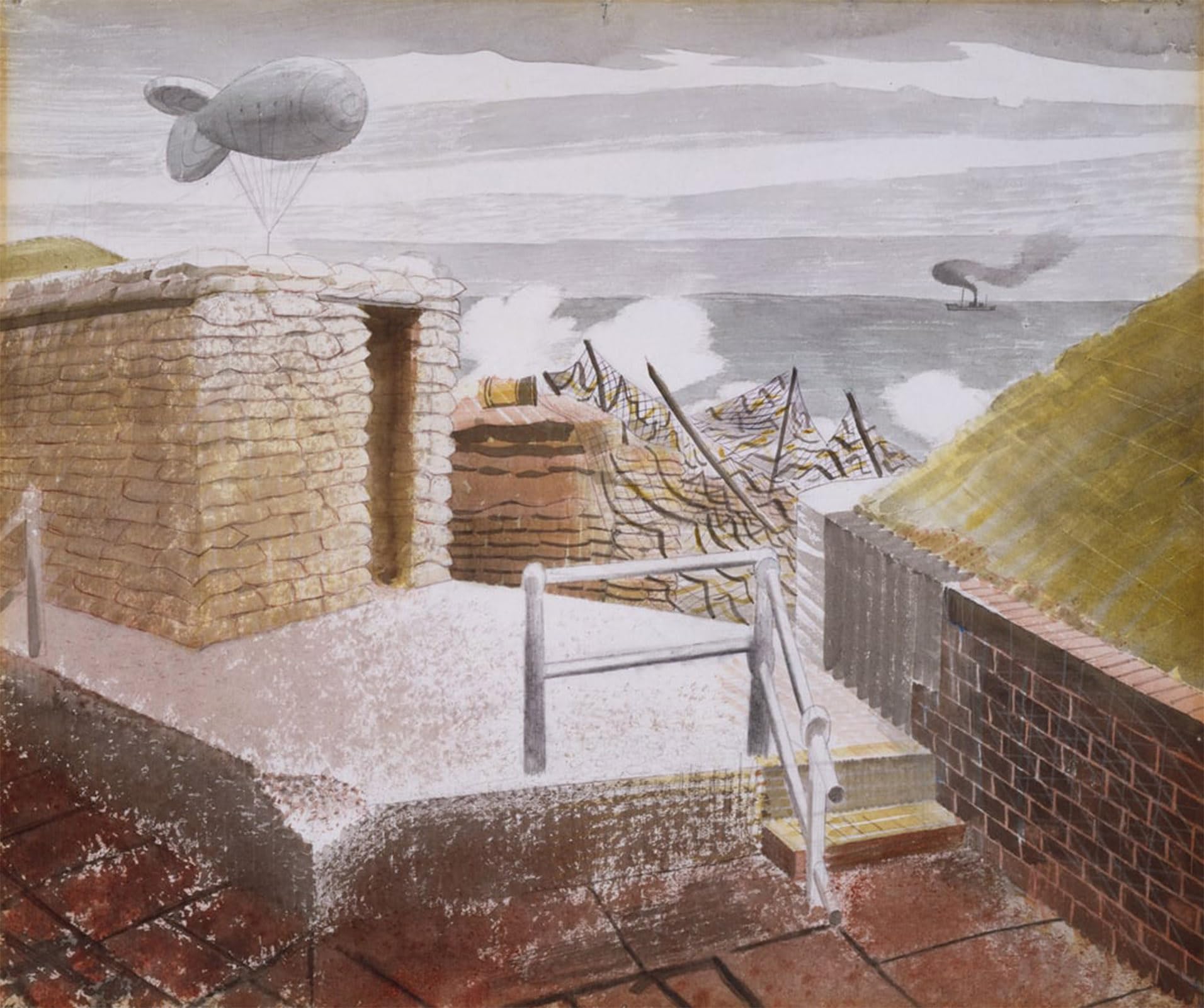 ARTXLXXBN Famous Painting Art Wall Decor Abstract Art Picture Coastal Defences October by Eric Ravilious Animal Pictures for Home Decor 60x90cm