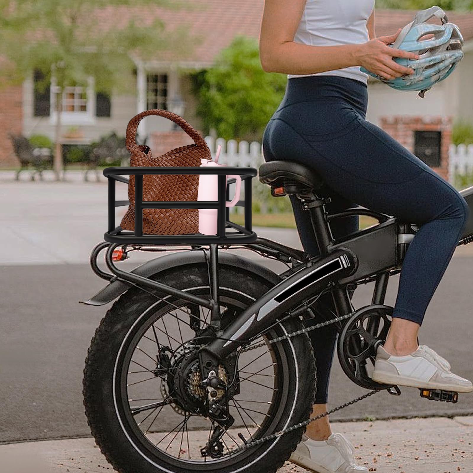 Cestino per bicicletta posteriore grande in metallo con rete cargo e fodera per bicicletta, resistente alla ruggine, per la maggior parte delle biciclette e biciclette elettriche, portata 15 kg, 34,3