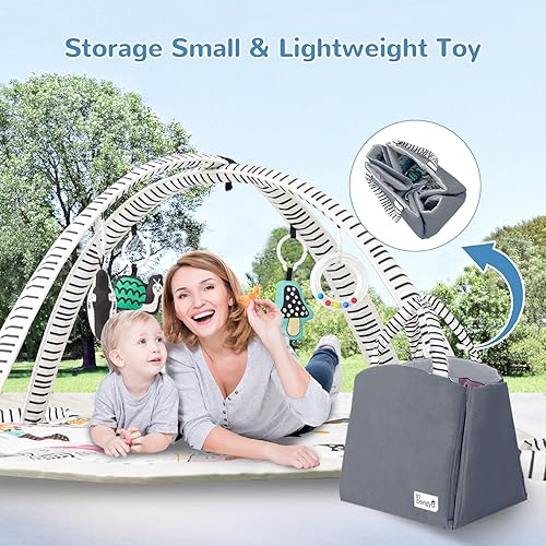 Miniatura 9 de Tapete de juego para bebés con diseño plegable exclusivo, gimnasio de actividades de desarrollo de habilidades basado en escenarios, lavable a