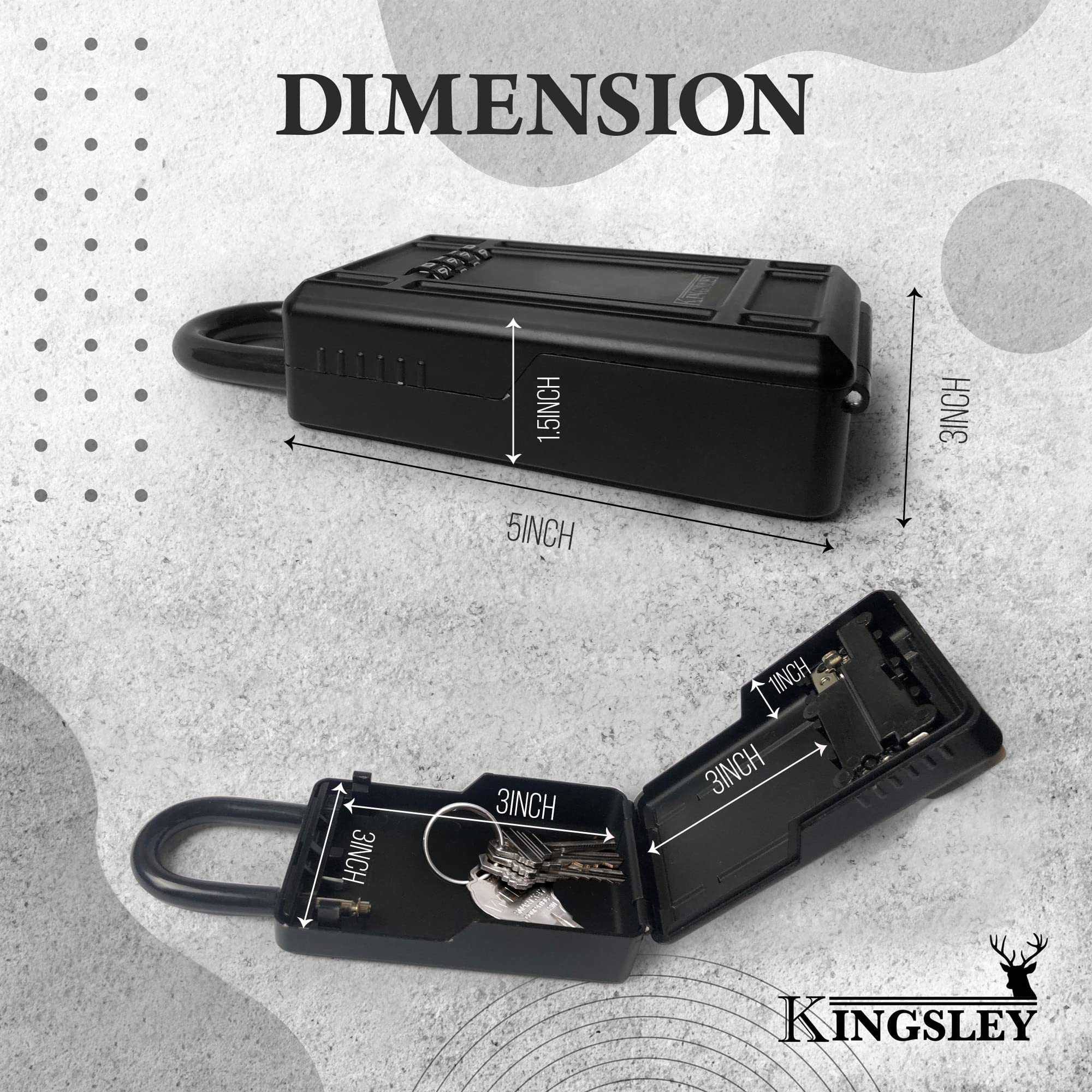 Kingsley KL313 Boîte de rangement pour clés de grande capacité avec code réinitialisable, boîte de verrouillage résistante à l'eau pour clés de rechange, boîte de verrouillage pour maison,