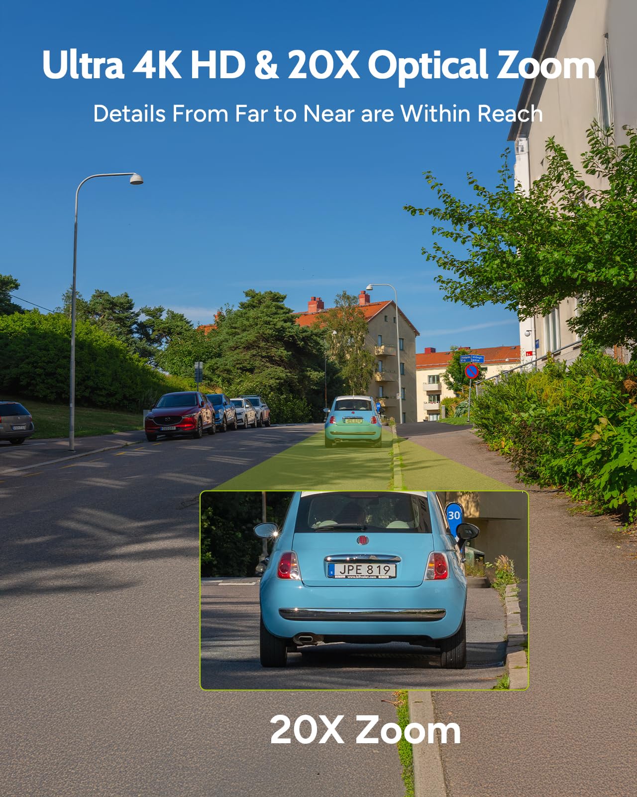 SANNCE 4K 8MP PTZ PoE kamera do monitoringu, do użytku na zewnątrz i wewnątrz, 20 x zoom optyczny, kamera do użytku na zewnątrz, kolorowa widoczność w nocy, 2-drożne audio, automatyczne śledzenie