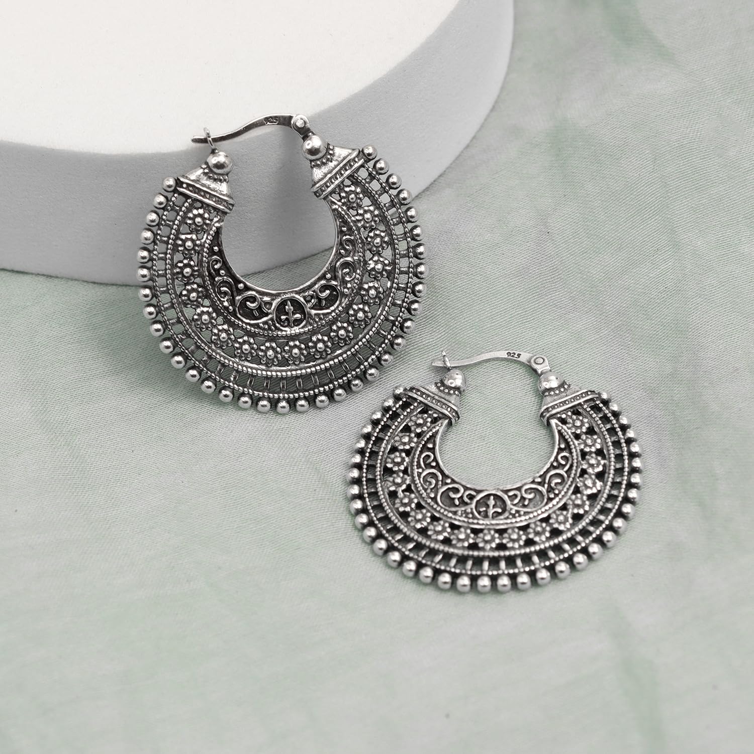 LeCalla 925 Sterling Silber Chunky Hoop Ohrringe für Schmuck Geschenke | Hypoallergene Medium & große Click-Top italienische Ohrring Hoops für Frauen