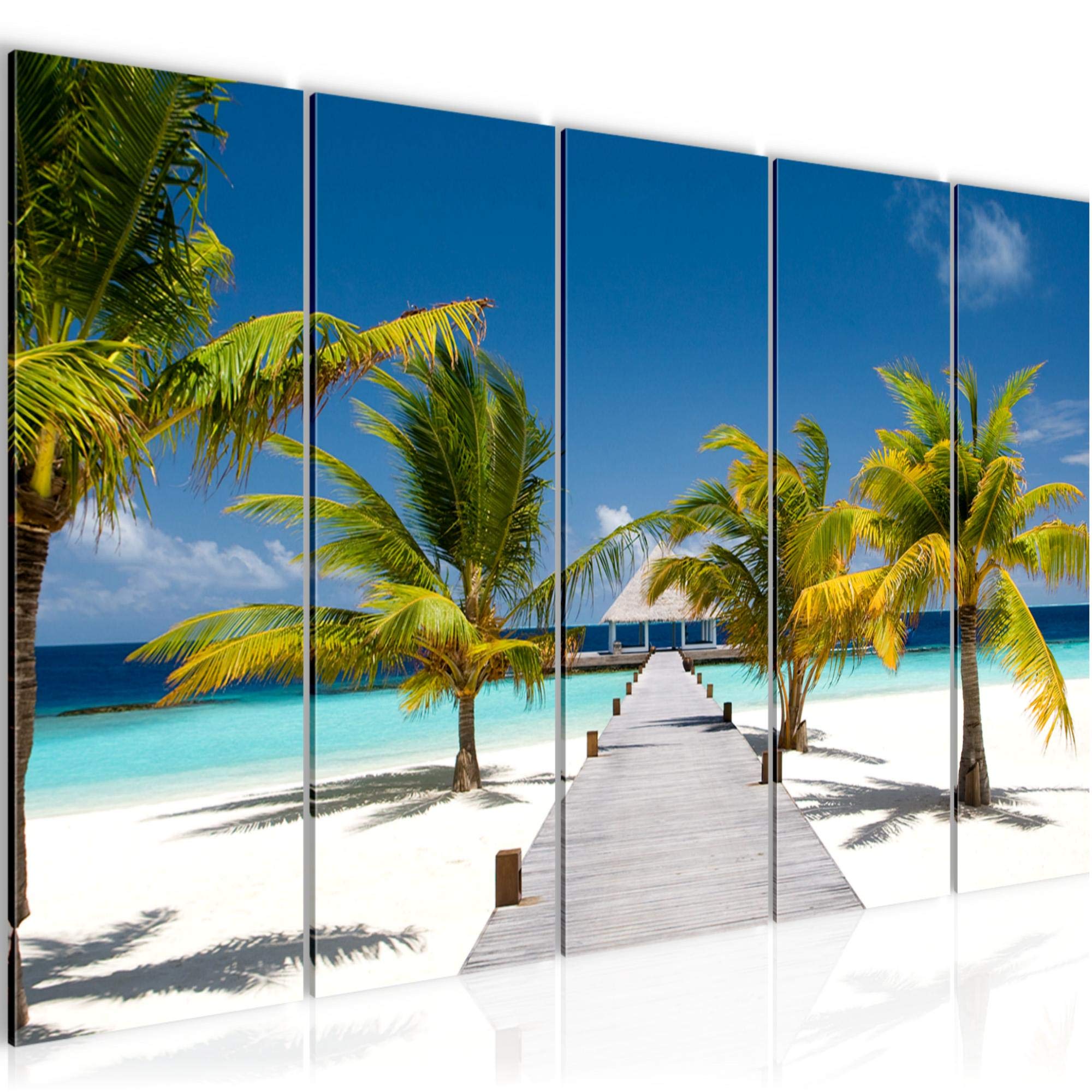 Peinture plage palmiers tableau déco salon impression sur toile intissée