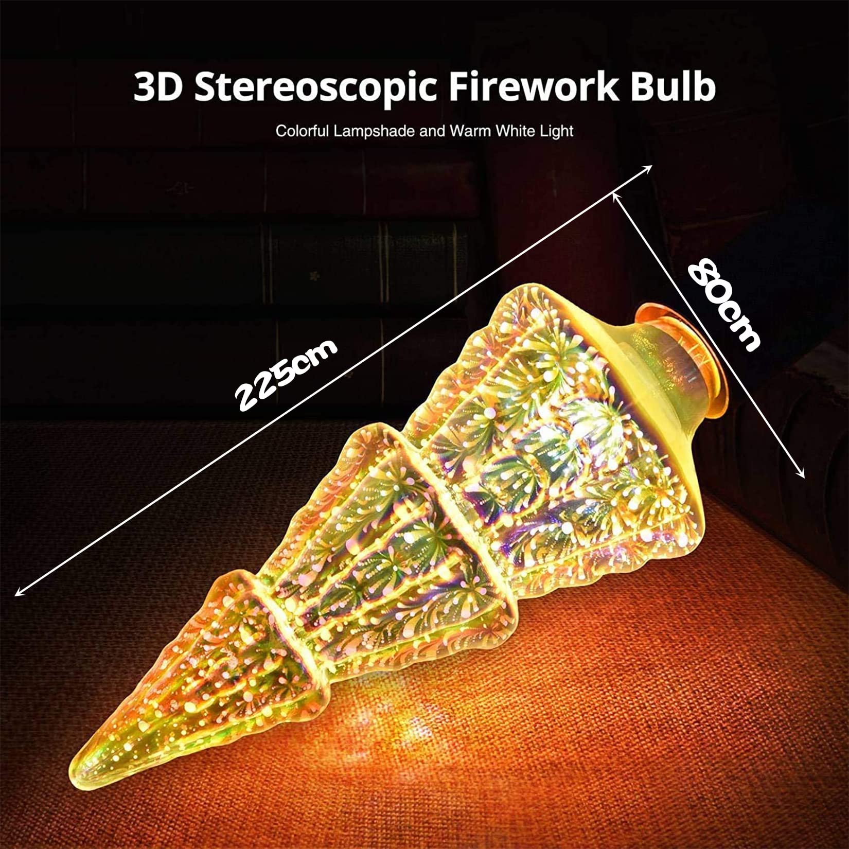 E27 Edison 3D Feu d'artifice Ampoule Rétro Verre LED Lampe pour la Décoration de la Maison Éclairage Décoration Classique Design Boule de Feu d'artifice Créatif
