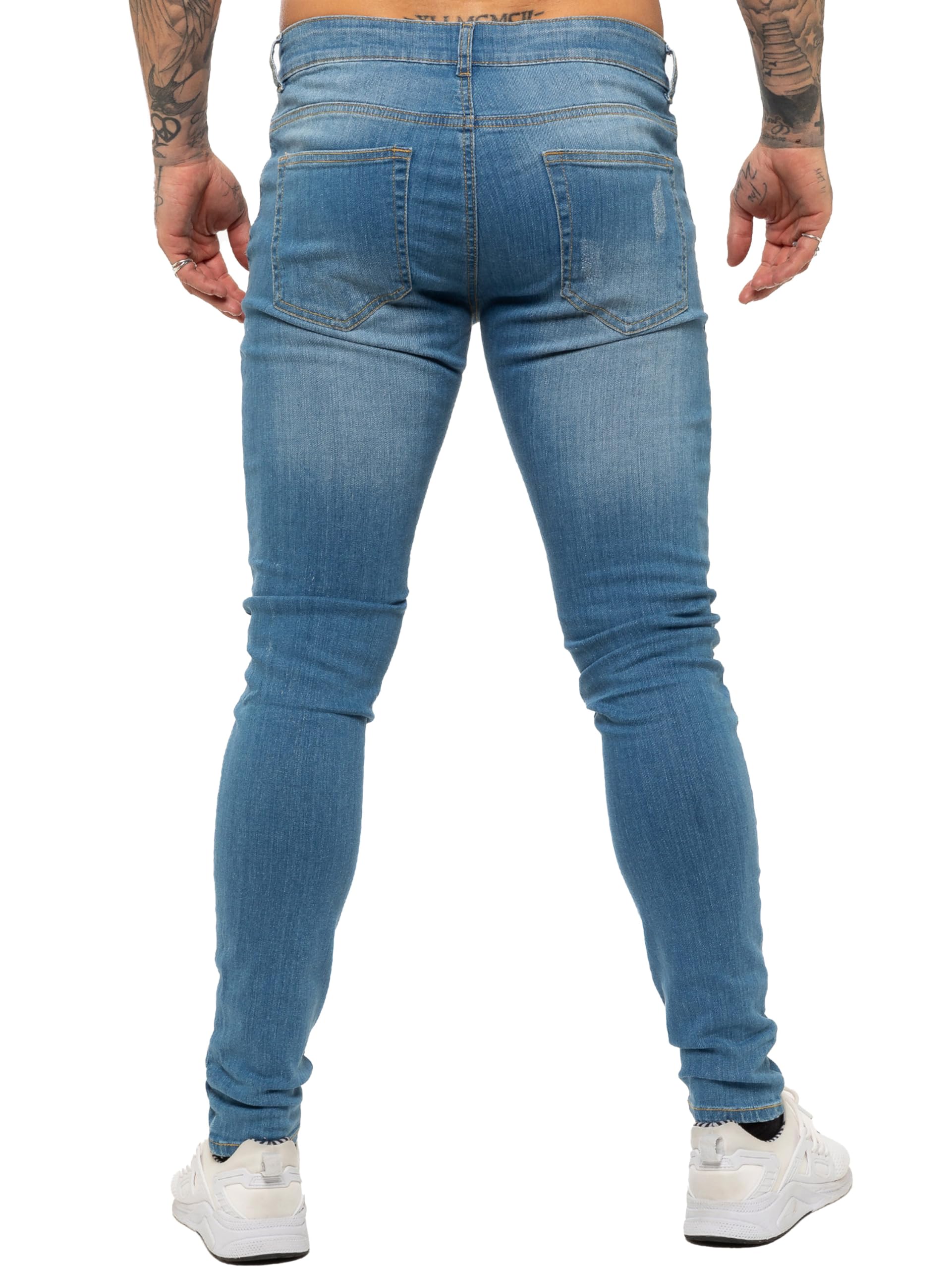 989Zé ENZO Jeans Strappato Uomo Pantaloni Stretch Slim Fit Denim Elastico Casual