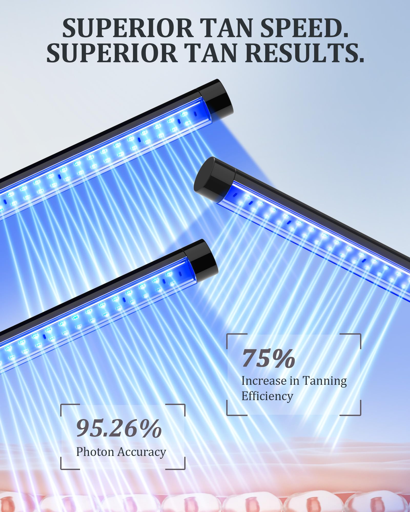 Solarium pour la maison, lampe de bronzage 460 nm et 490 nm pour un bronzage uniforme du visage et du corps, 5 niveaux de luminosité, tubes de lampe amovibles