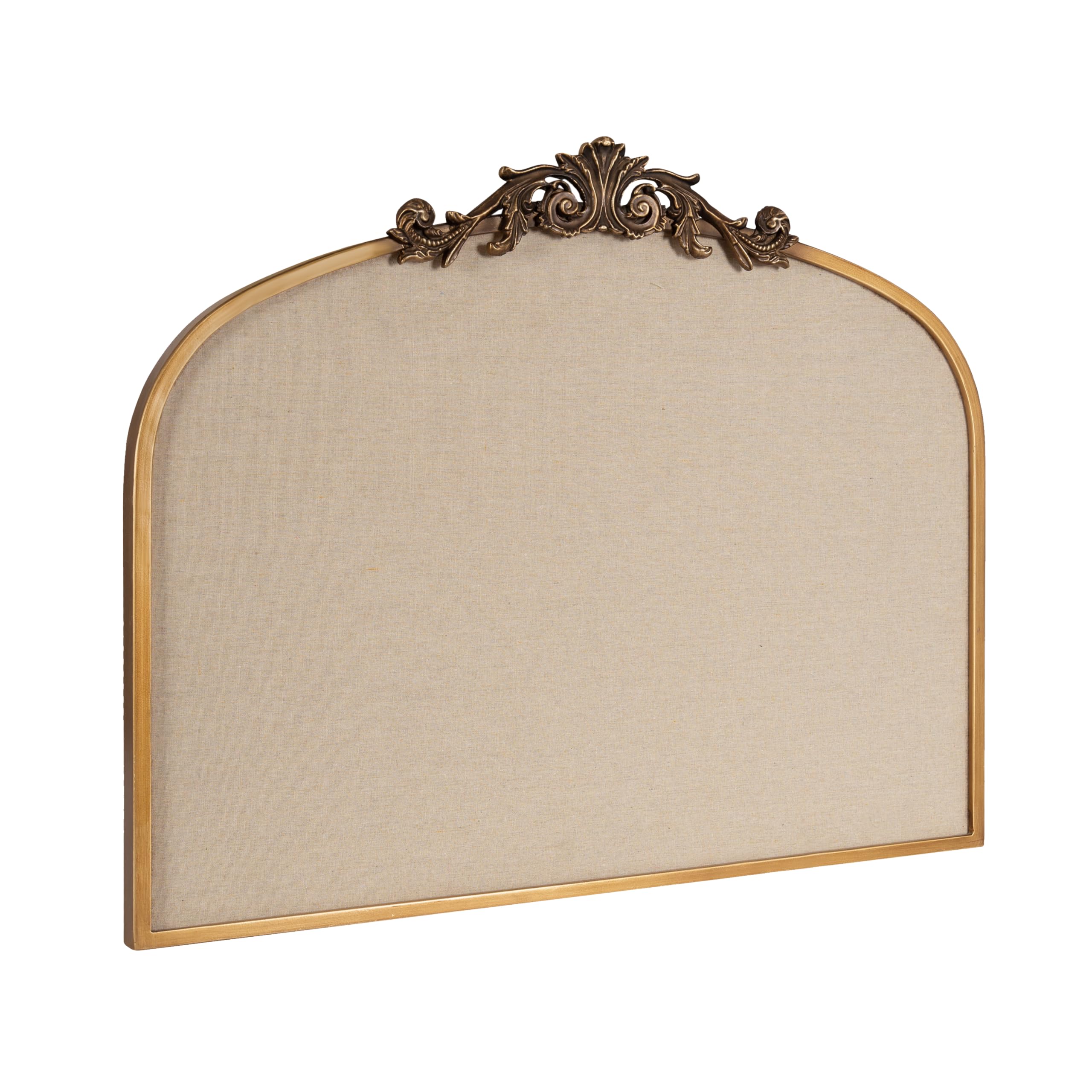 Kate and Laurel Arendahl Wide Decorative Arch Pinboard; 30 x 24; Gold; Framed Arched Ornate Vintage Cork Board for Use as Motivational Vision Board or Wall Organizer