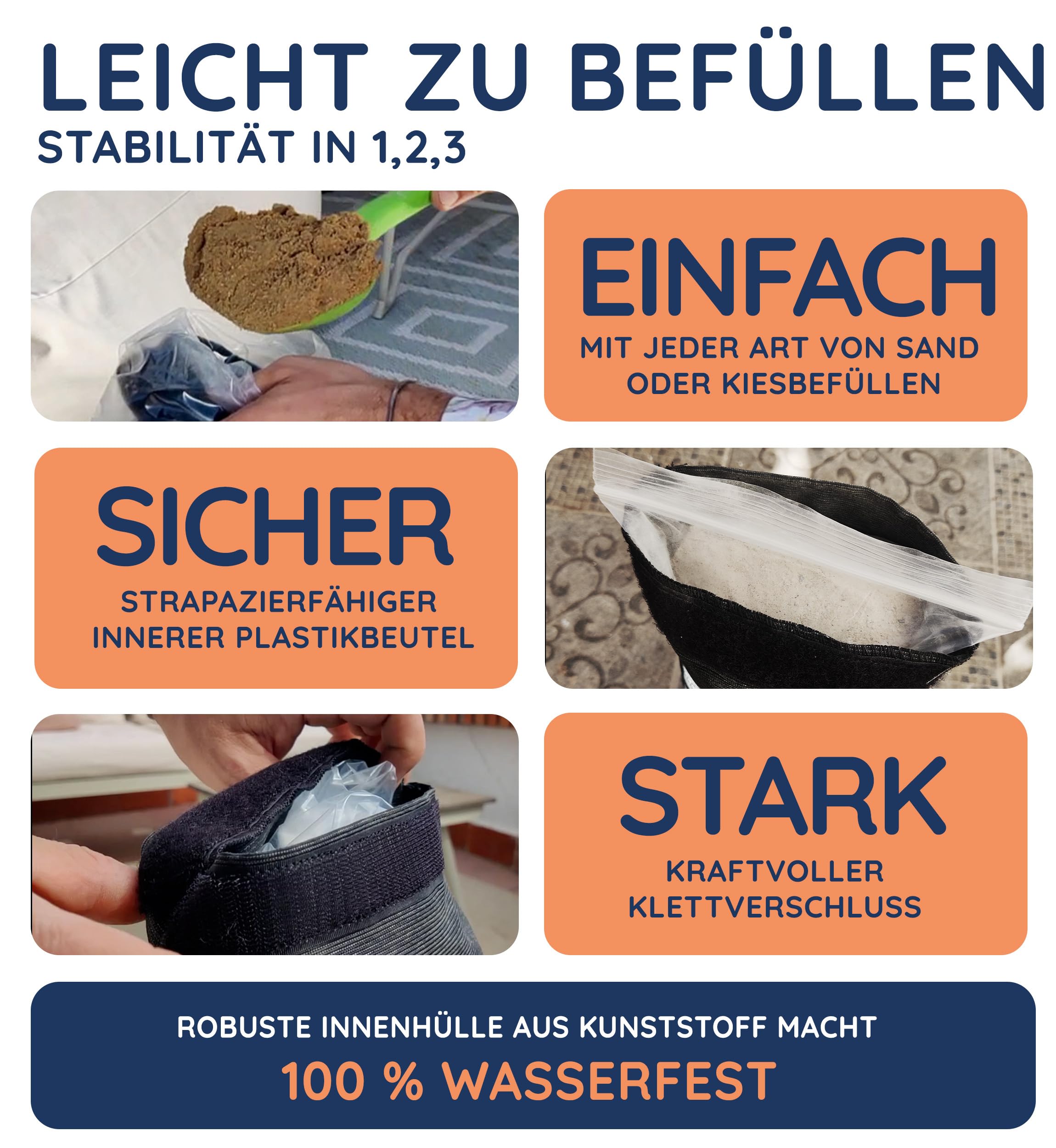 Baser Befüllbare Mini Sandsäcke – Wetterfeste Gewichte Zur Stabilisierung Von Gartenmöbeln, Wäscheständern & Abdeckungen – Outdoor Beschwerungssäcke