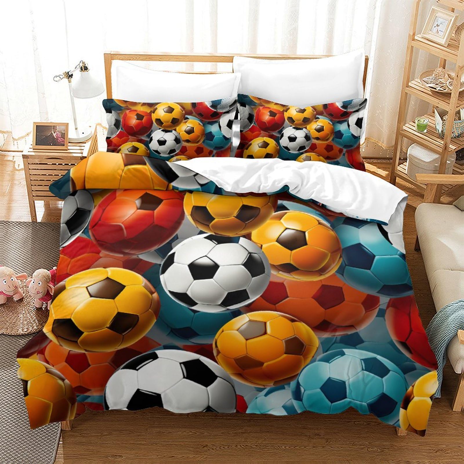 Housse de couette respirante football lit king en tissu doux de haute qualité