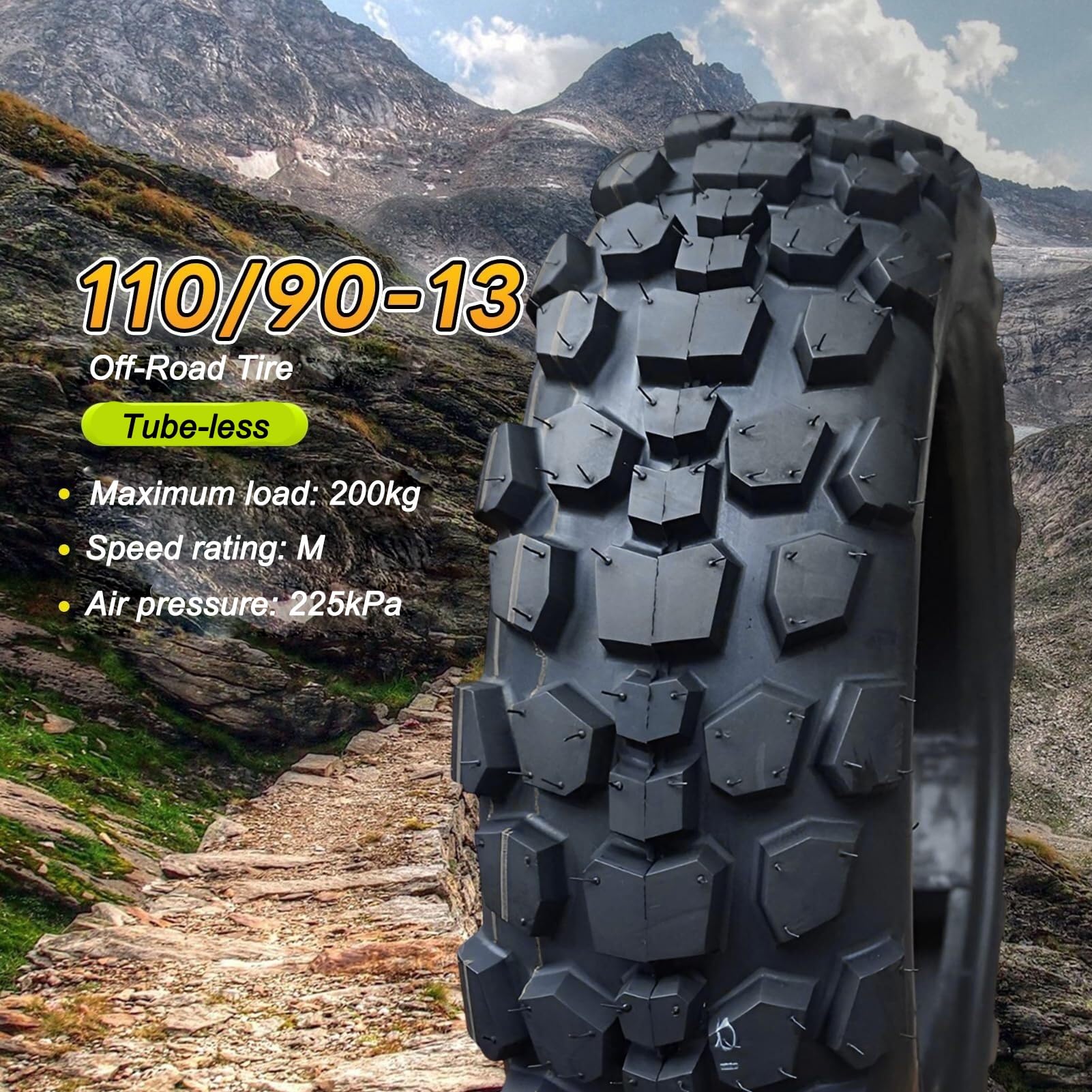 110/90-13 Opona Motocyklowa Tubeless Wszechterenowa, 110/90/13 Opona Z Bieżnikiem Odporna na Zużycie, 110 90 13 Trwała Opona 13 Cali do Skutera Przednie Tylne Koło