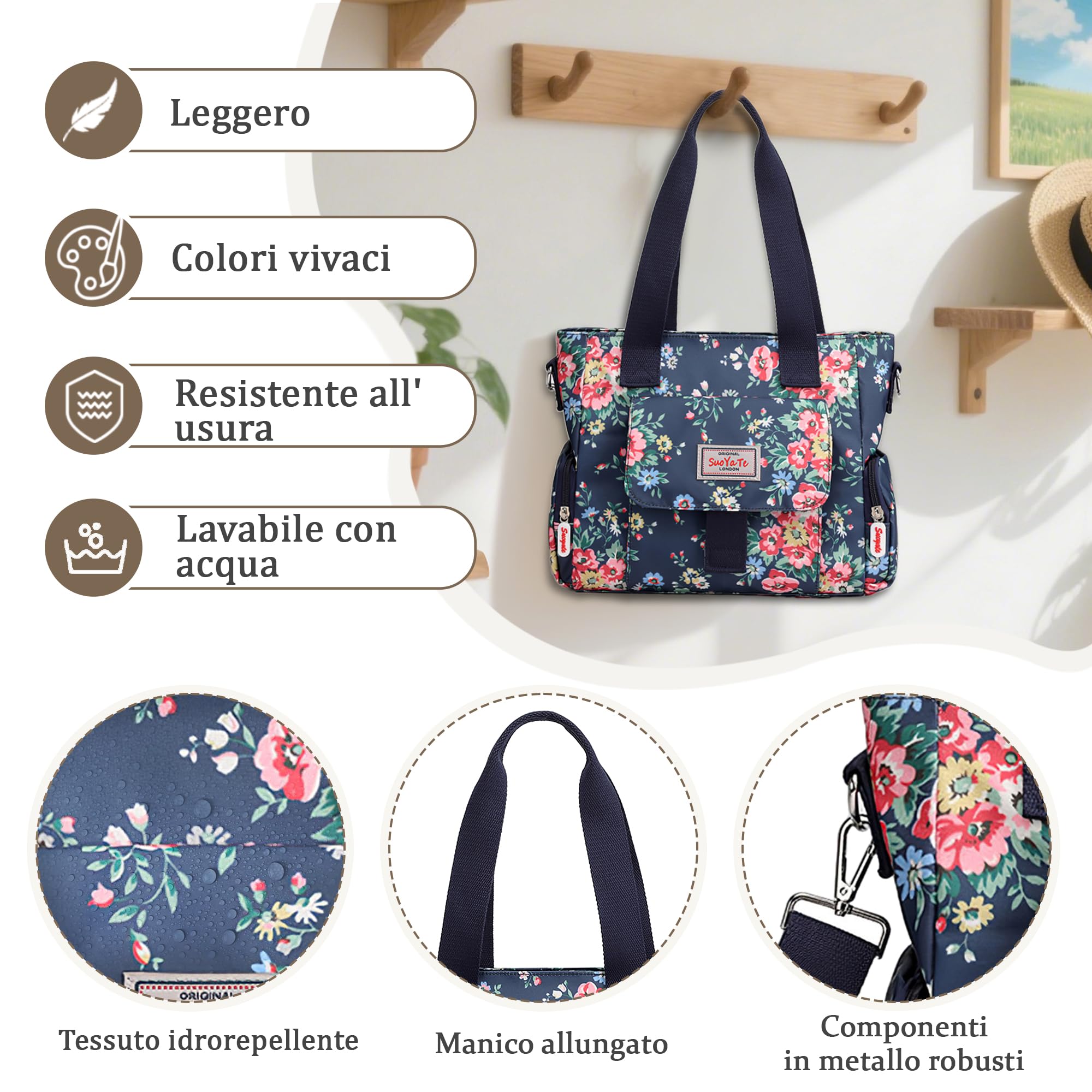 Borsa a Mano Donna Borsa Tracolla Stampa di Moda Borsetta Grande Borse a Spalla Impermeabile Casuale Borsa Viaggio con Più Tasche