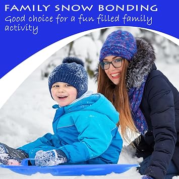 Slippery Racer Heavy-Duty Cold Resistant Downhill Pro Plastic Outdoor Winter Saucer Disc Snow Sled with Handles.