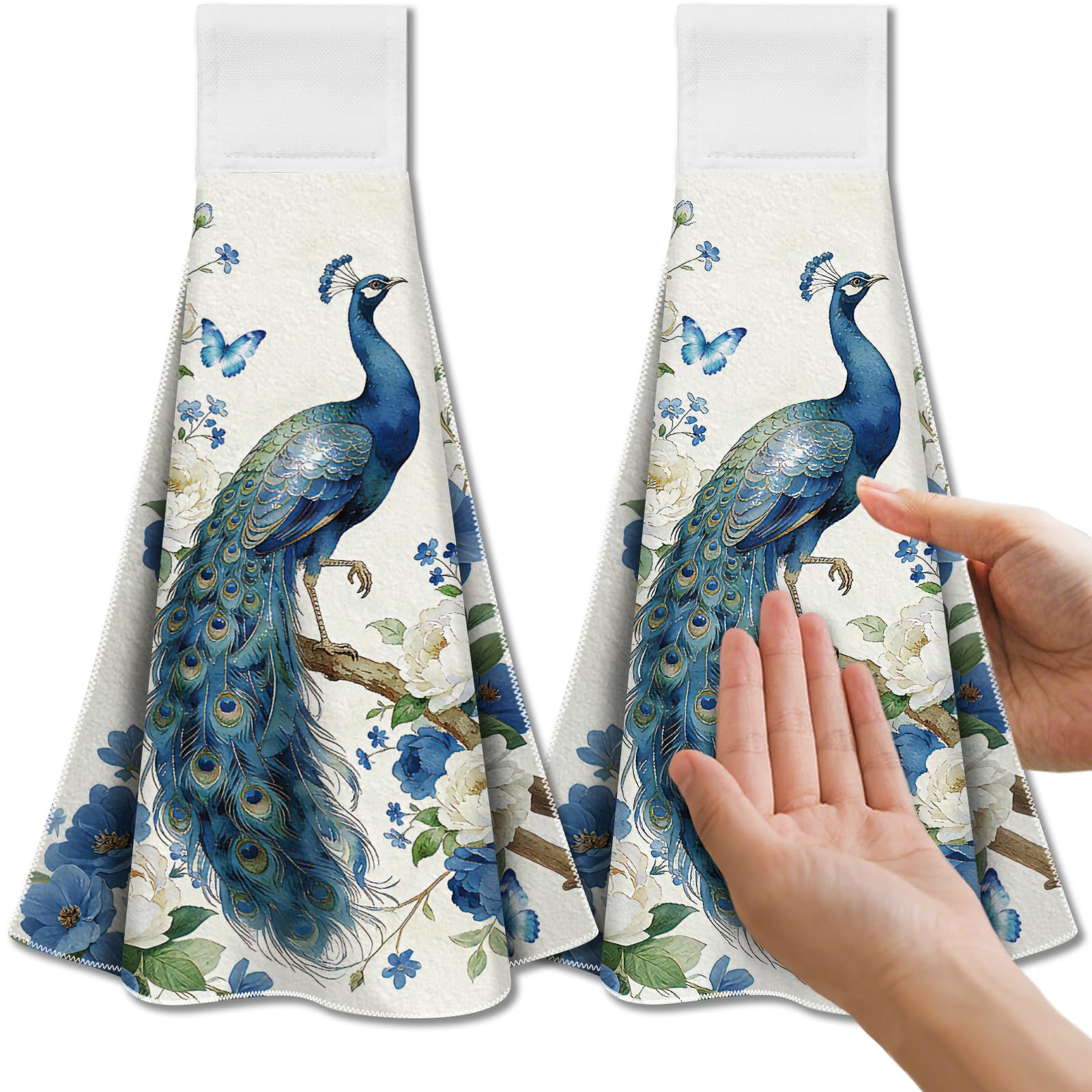 Torchon de cuisine absorbant microfaser motif floral essuie-main suspendu