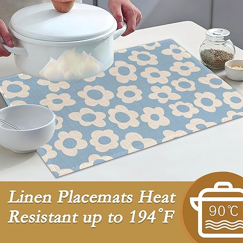 Miniatura 3 de Juego de 6 manteles individuales vintage de 12 x 18 pulgadas, impermeables, resistentes a las manchas, de lino, para verano, temporada, granja,