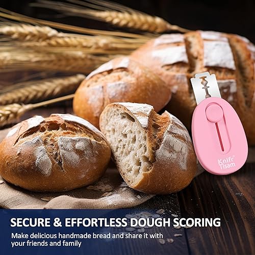 Miniatura 10 de KNIFRTISAM Herramienta de puntuación de masa coja de pan con diseño magnético y retráctil, mango de empuje y jalador, herramienta de puntuación de