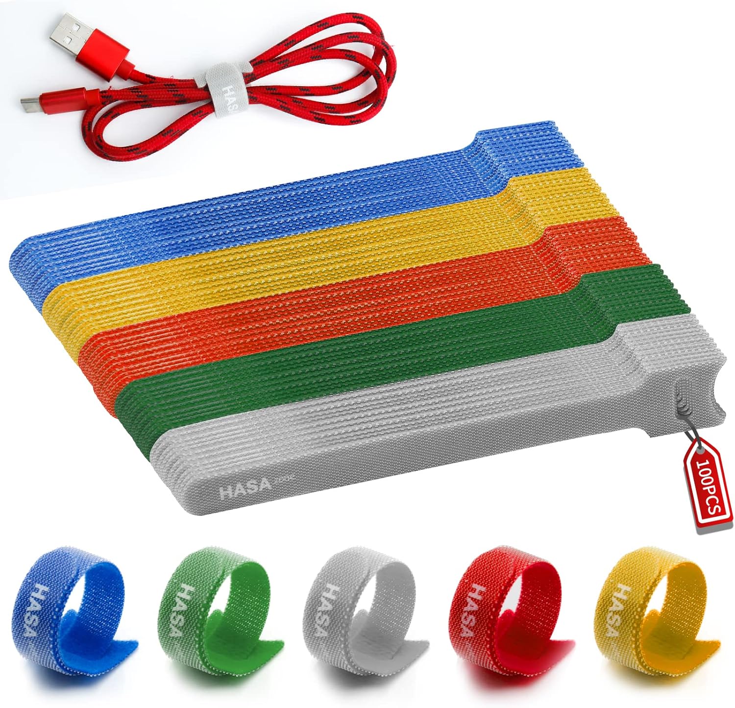 100PCS Reusable Cable Ties 150 x 12mm, HASA zone Coloured Cable Ties