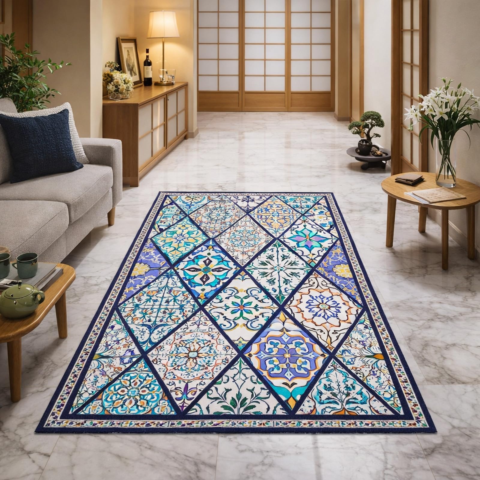 Alfombra de fácil cuidado Rururug de 180x200 cm lavable que elimina las manchas en la cocina y salón