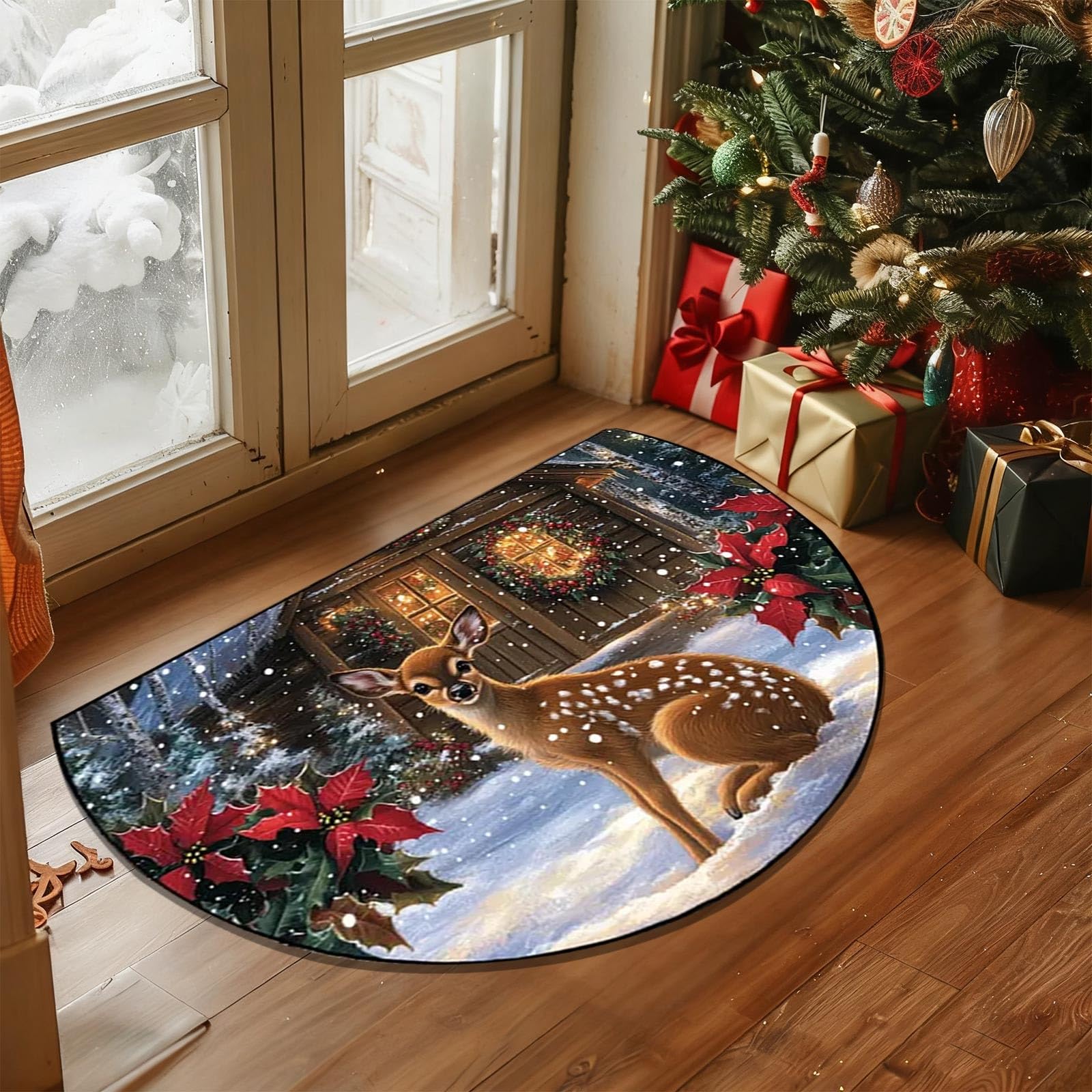 Chirstmas Door Mat, Merry Christmas Doormat Welcome Front Door Mat Xmas Vintage Rustic Non Slip Doormat For Front Porch, Entryway, Indoor Outdoor Holiday Xmas Decor (U#60x50cm)