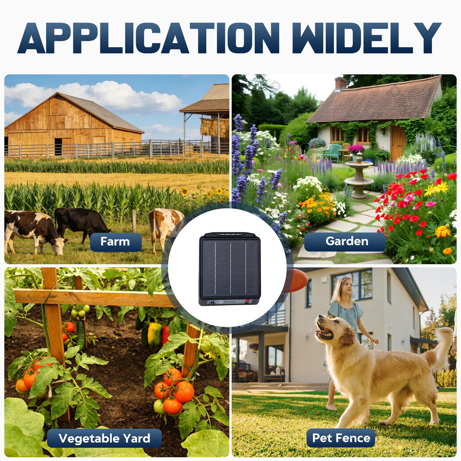 32KM Recinzione elettrica con batteria, 6-12 kV Pastore elettrico Controller per cavalli, 2 J Recinzione elettrica per allevamento di animali da pastore, per fattoria, pascolo, giardino (nero)