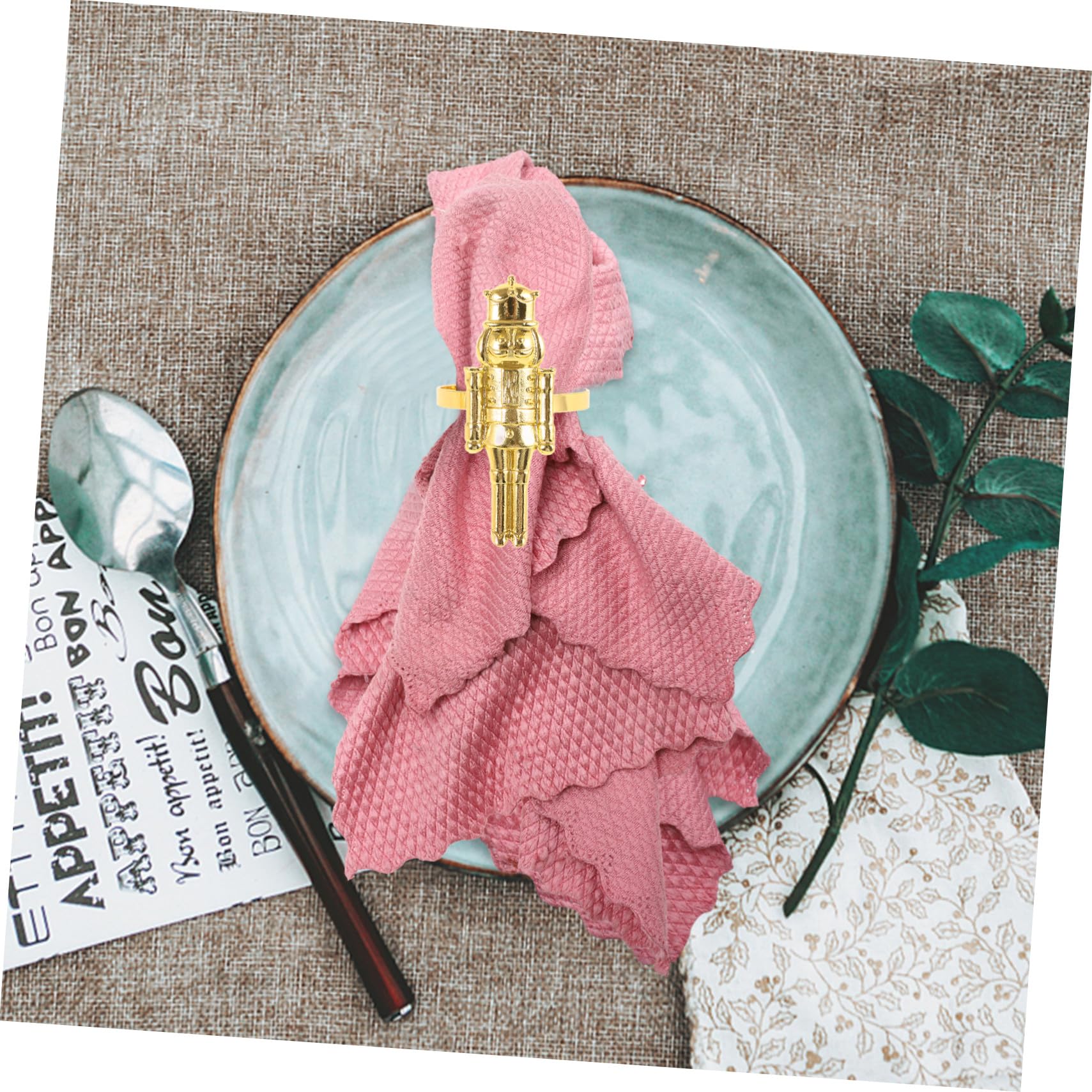 6piezas Servilleteros De Cascanueces Navideños para Mesa De Comedor Hebillas para Servilletas Forma De Cascanueces Decoración De Fiesta