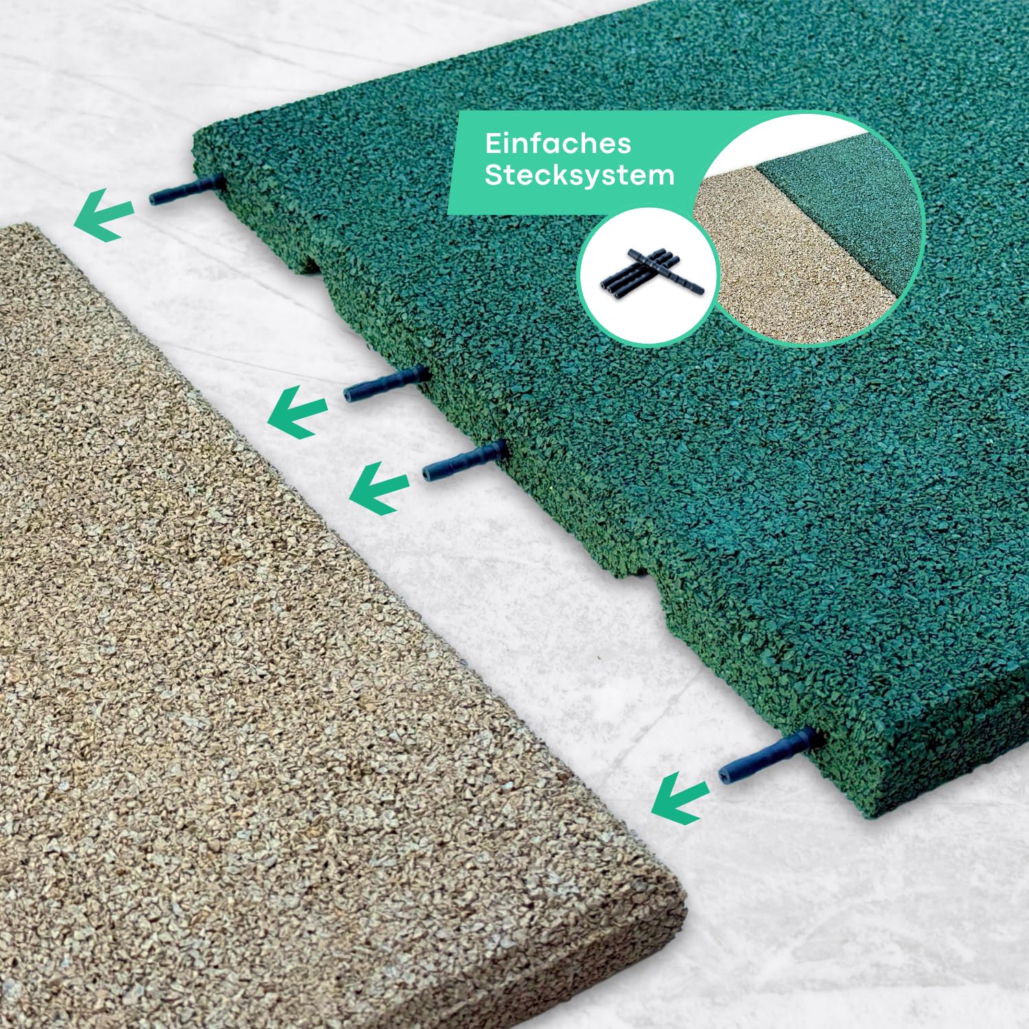 bepco - 4 stuks universele rubberen tegels, 40 x 40 x 2,5 cm, voor terrassen, trottoirs, zachte bekleding, en als valbeschermingsmat, valbeschermingsplaat, antislipmat van gerecycled rubber. (zwart