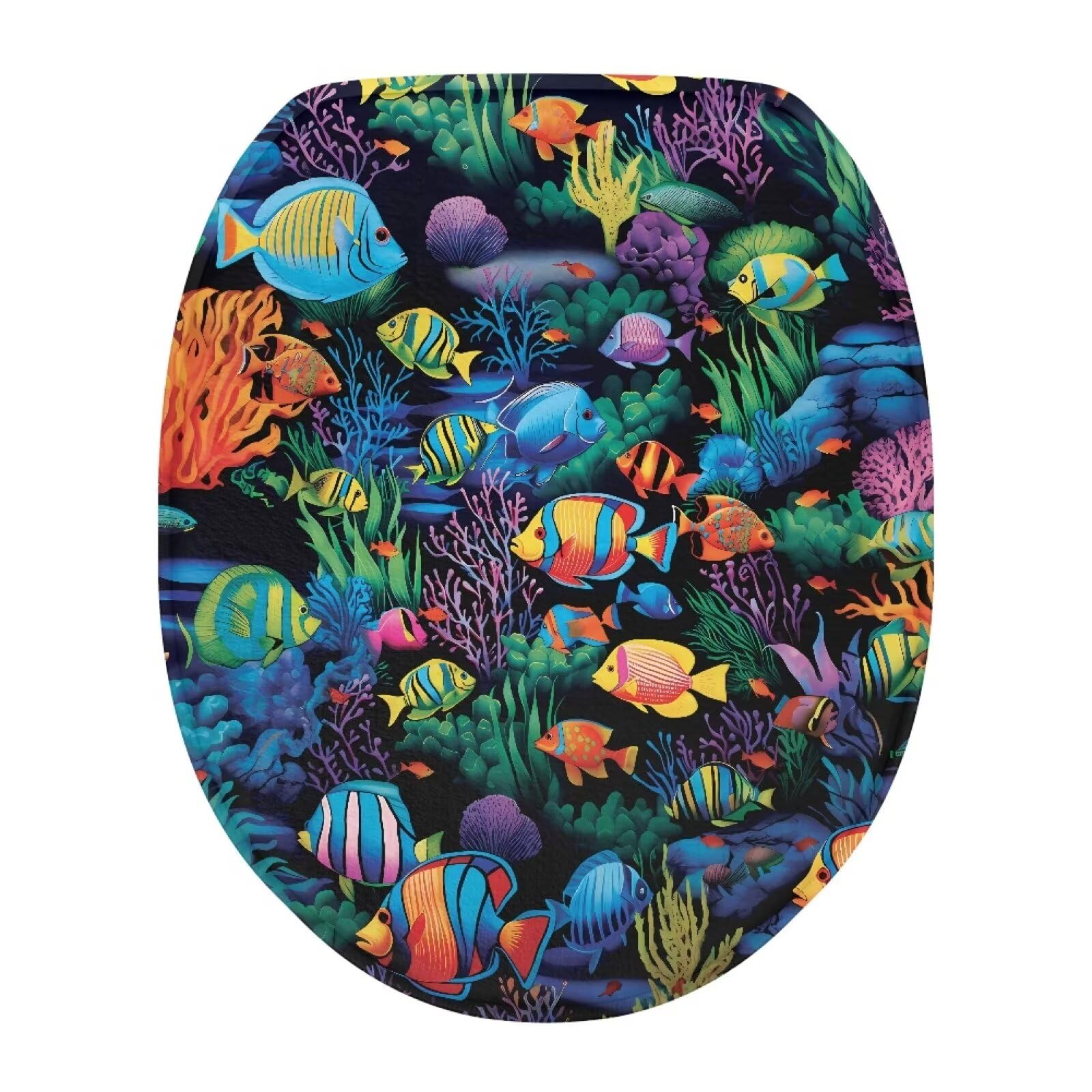 Wiryuouvt Cute Goldfish Elongated Toilet Lid Cover Small Fish Toilet Seat Lid Cover Adjusts to Shape of Toilet Lid Toilet Lid Covers for Bathroom Fits Most Toilet Covers Decoration Tender