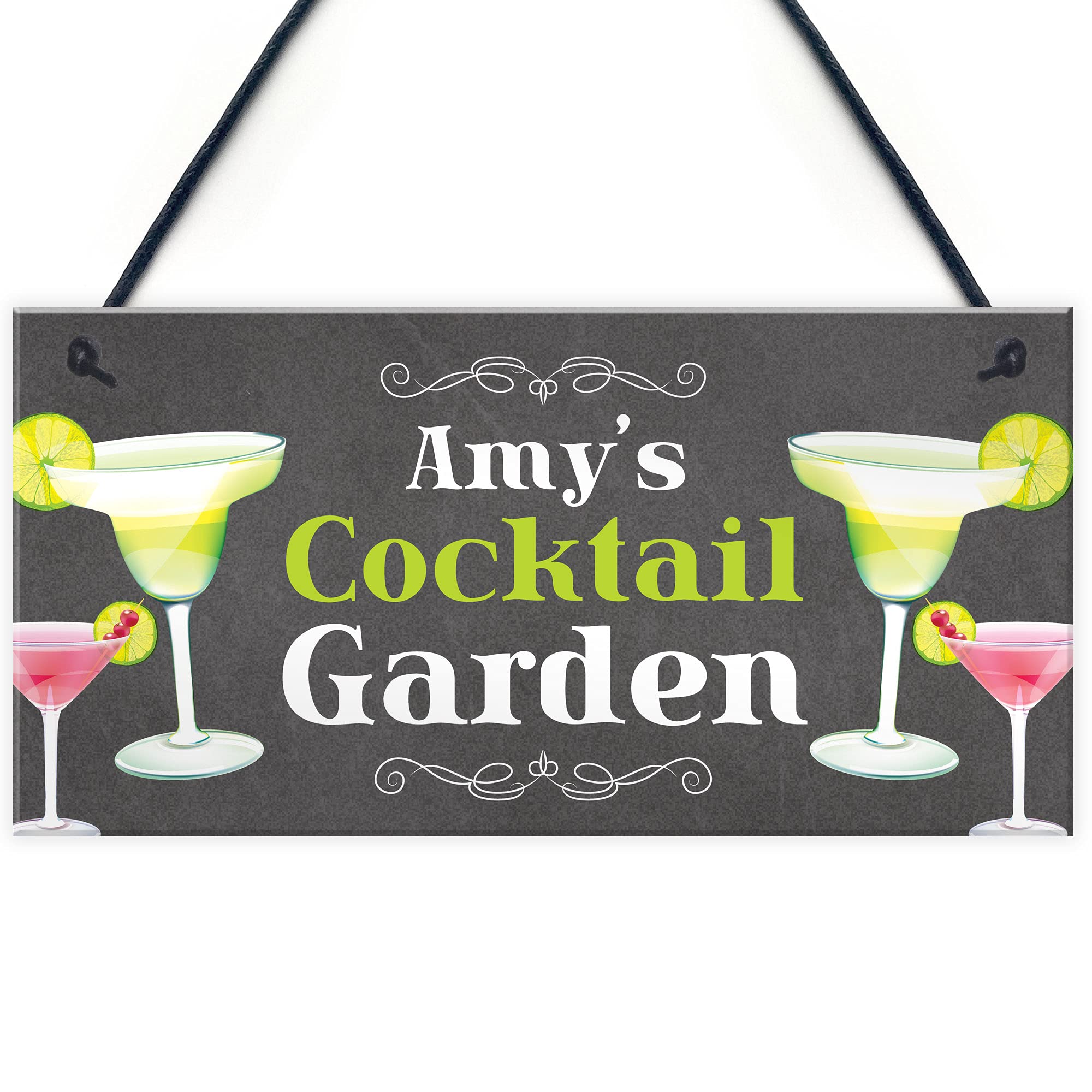 Shabby Chic Cocktail Garden Sign Personalised Garden Plaque Home Bar Alcohol Gift For Her