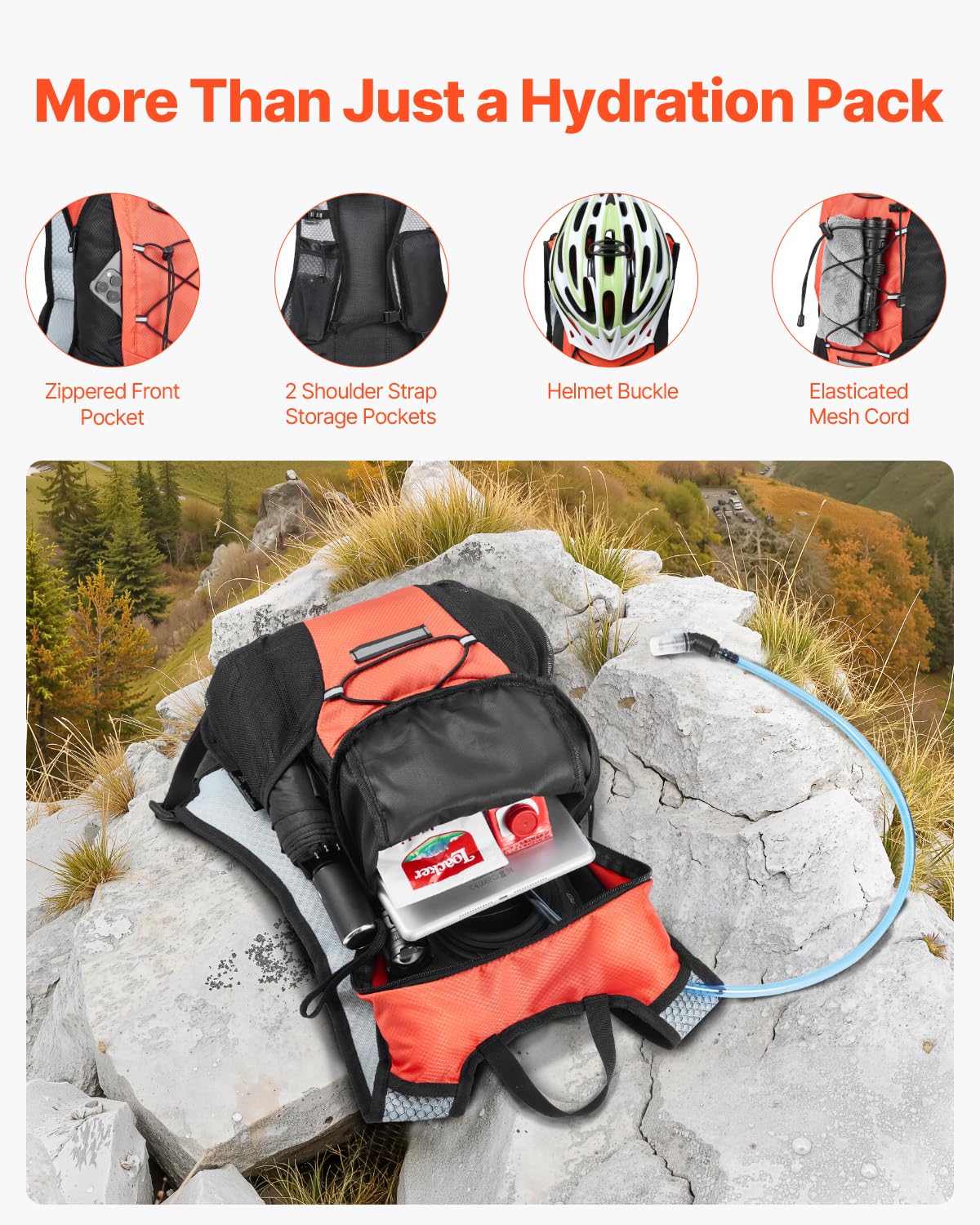 Flintronic Sac à Dos Hydratation 2.5L – Ultraléger Réfléchissant Pour Course, Trail, Vélo, Marathon, Randonnée Homme/Femme