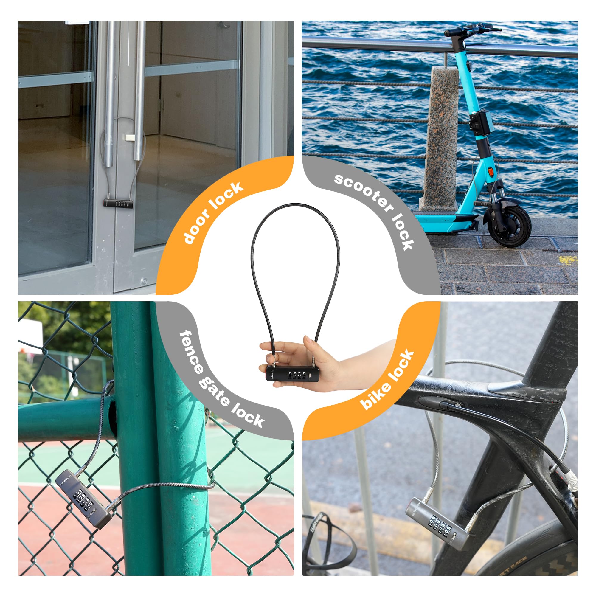 Antivol Câble à Code 4 Chiffres – Cadenas Souple 17 Cm Pour Casque, Vélo, Trottinette, Bagages