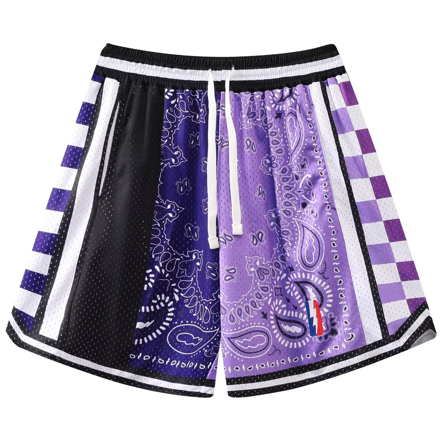 DIOTSRMens Athletic Basketball Shorts, Casual Fashion Paisley Shorts, Mesh Gym Workout Shorts with Pockets