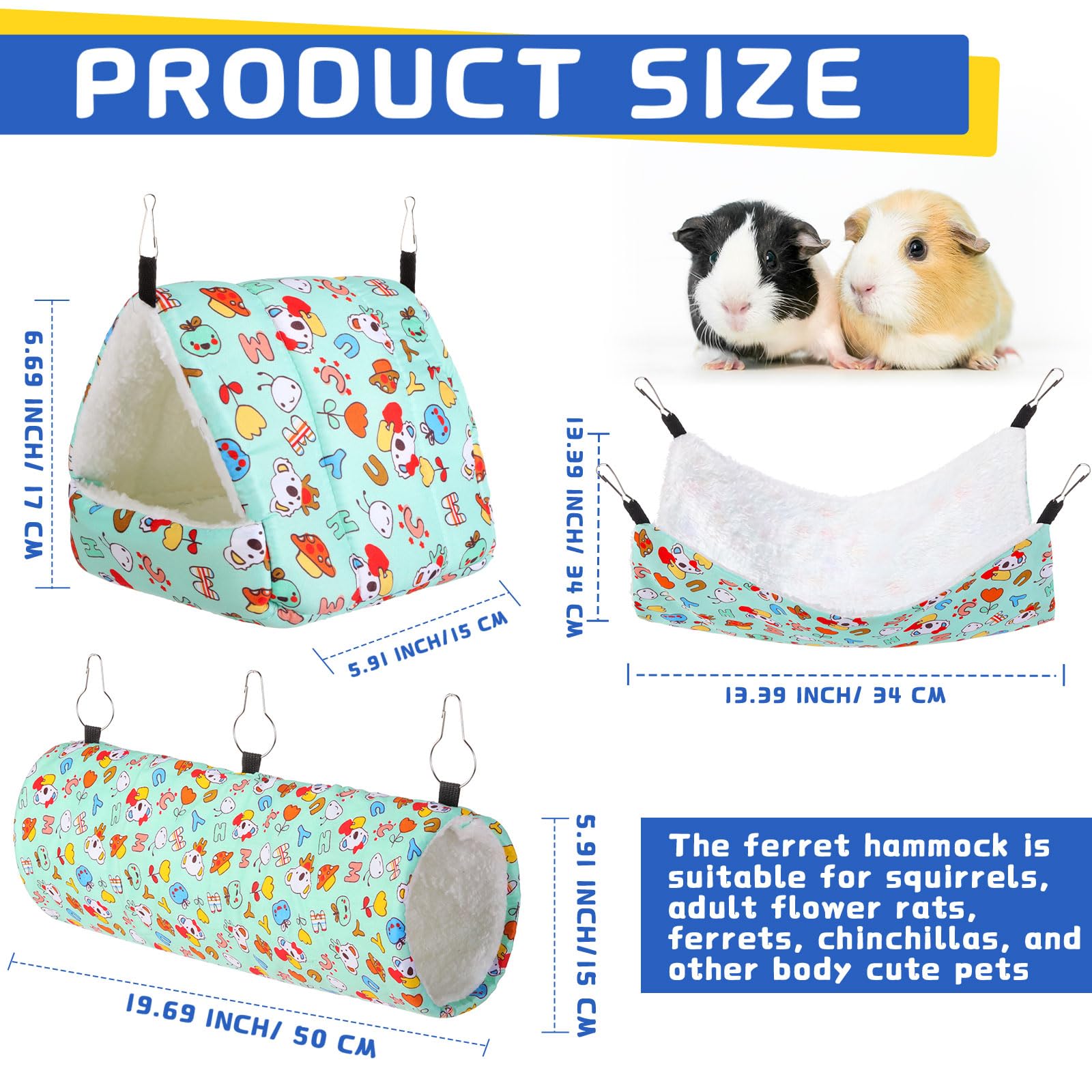 Abbylike Amaca da appendere per topi e porcellini d'India, accessori per gabbie per furetti, piccoli animali domestici, tunnel da appendere, amaca, criceti, accessori giocattolo per furetti, criceti,