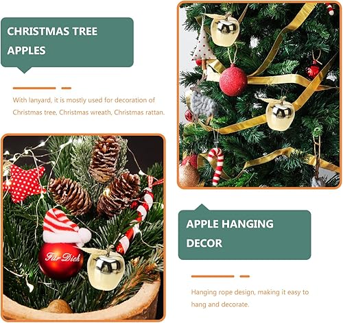 Miniatura 7 de BESTOYARD 24 piezas de manzanas de Navidad colgantes de manzanas rojas de cristal, decoración de vacaciones, decoración con purpurina, decoración