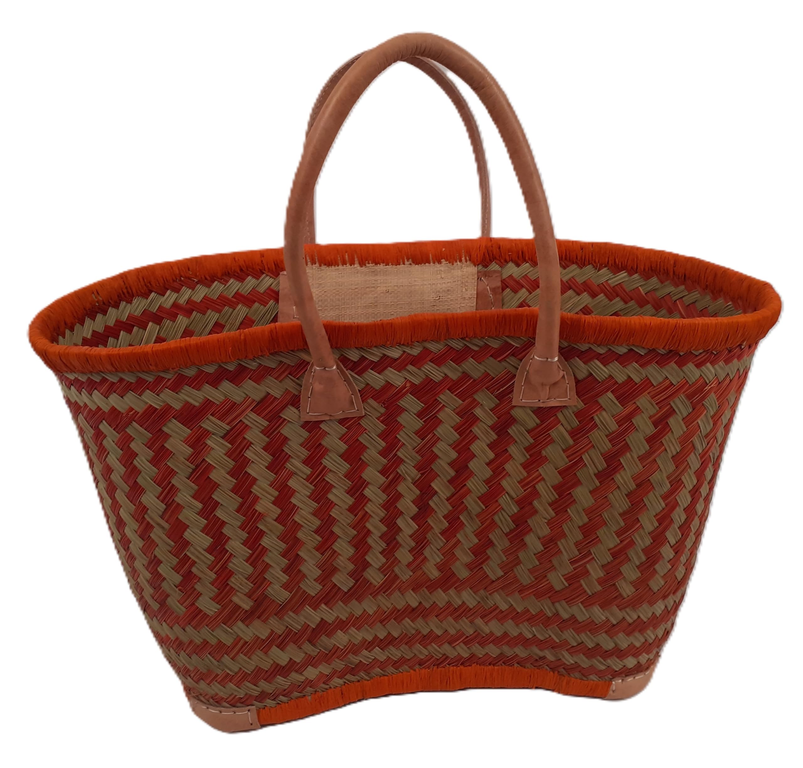 Panier Cabas En Jonc Tressé - Couleur Bleu Marine, Fait Main, Sac Marché/plage - Neuf