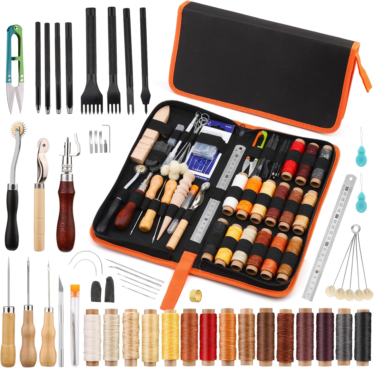 V-Type Leder Nutwerkzeug - Verstellbarer Groover Mit Holzgriff Für Lederhandwerk