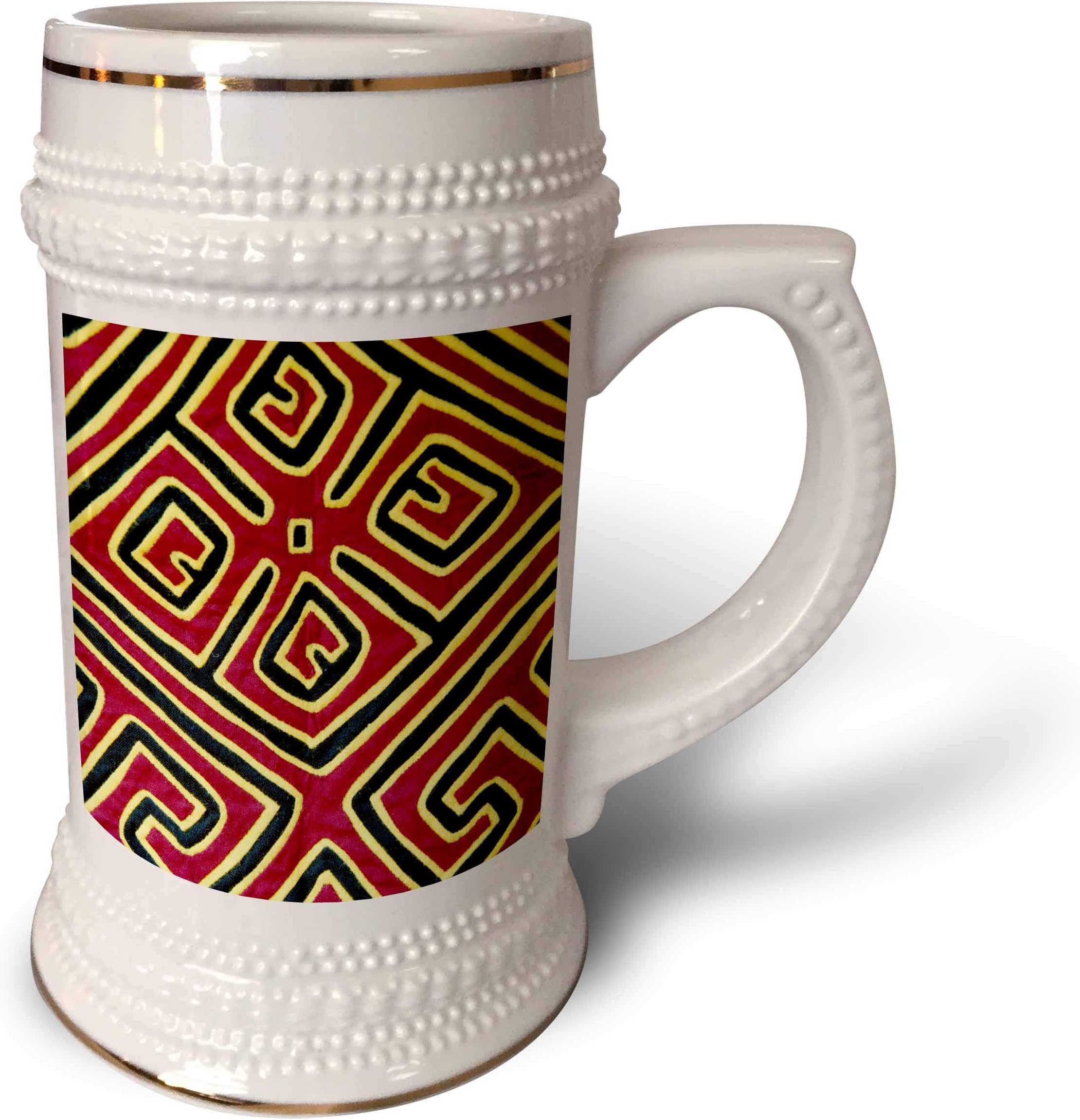 3dRosePanama, San Blas Islands, Kuna Indian mola-SA15 CMI0358-Cindy Miller Hopkins Mug, 18oz , 22oz Stein, White